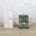 Leonardo Cottage House Teapot with Thatched Roof | Vintage Decorative Ceramic Collectible Pot