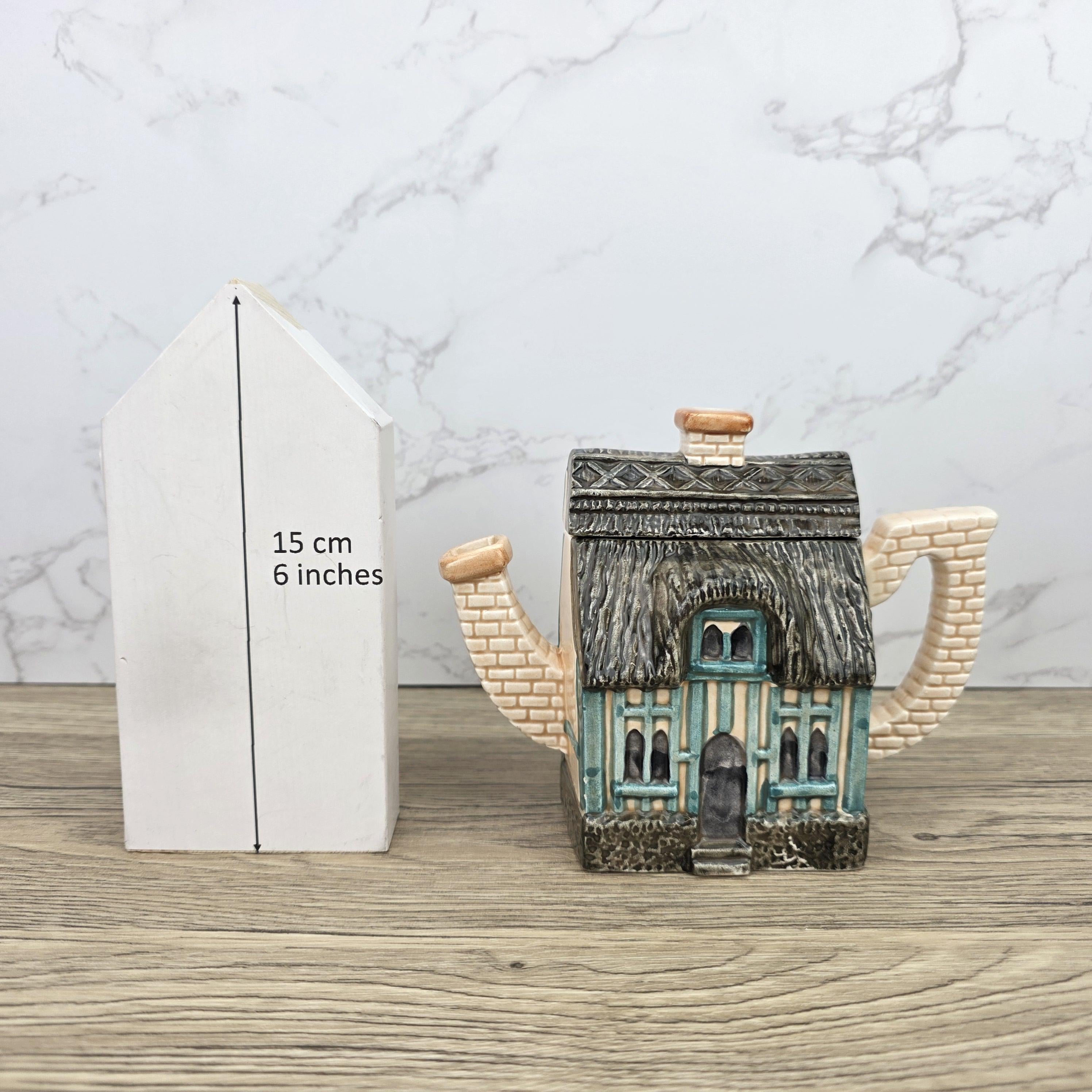 Leonardo Cottage House Teapot with Thatched Roof | Vintage Decorative Ceramic Collectible Pot