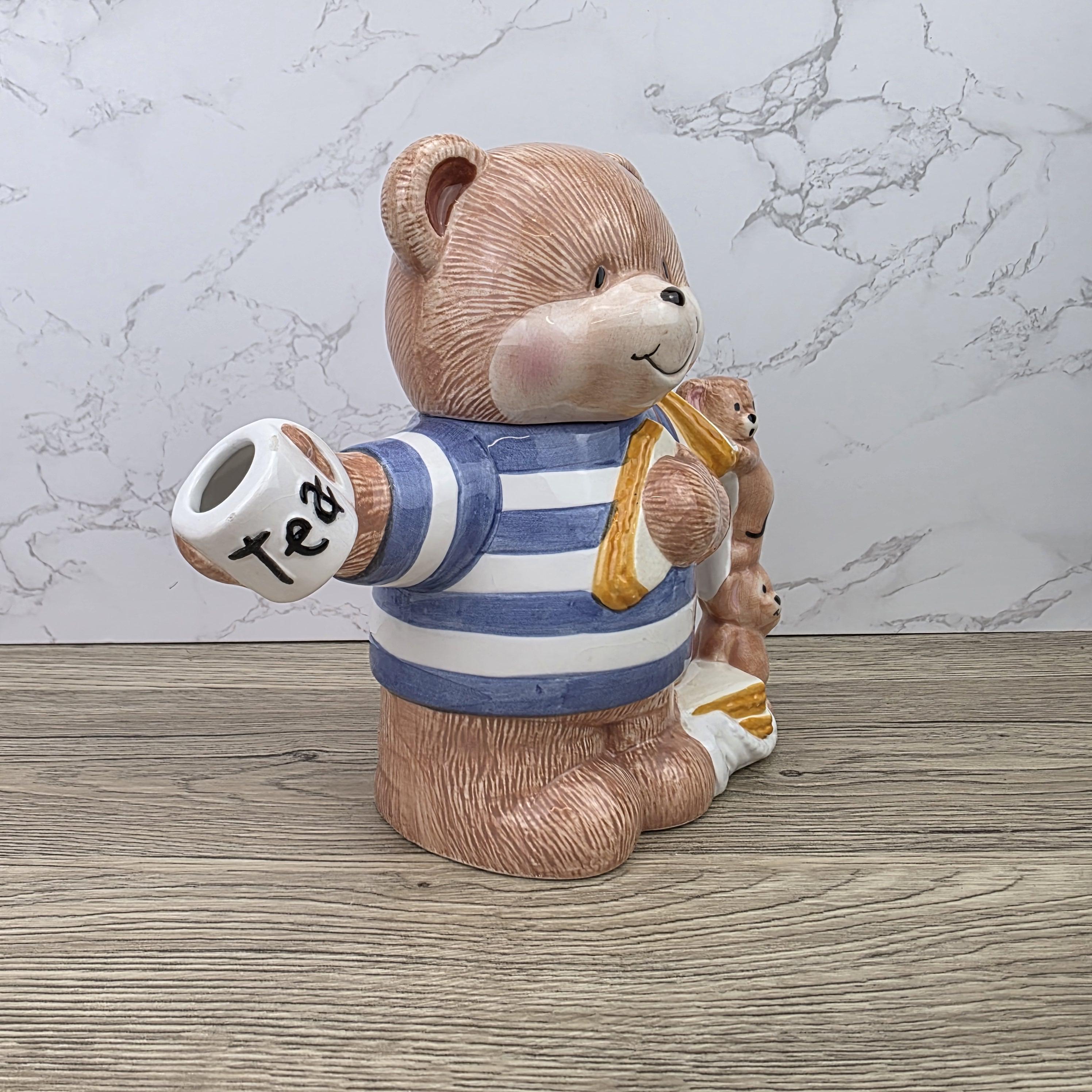 Decorative Teddy Bear Teapot with Cubs | 1990 Bay Trading Gift Company Ceramic Figurine Collectible