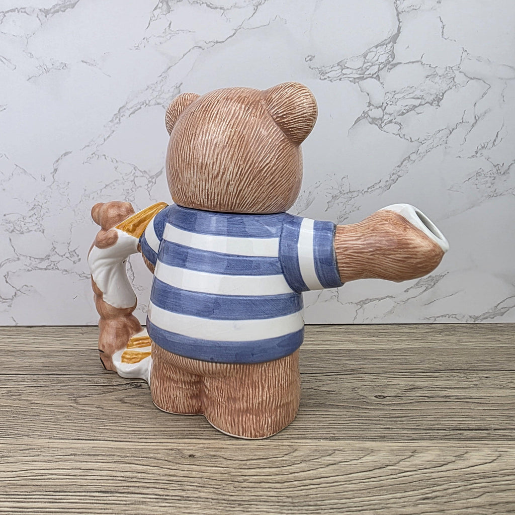 Decorative Teddy Bear Teapot with Cubs | 1990 Bay Trading Gift Company Ceramic Figurine Collectible