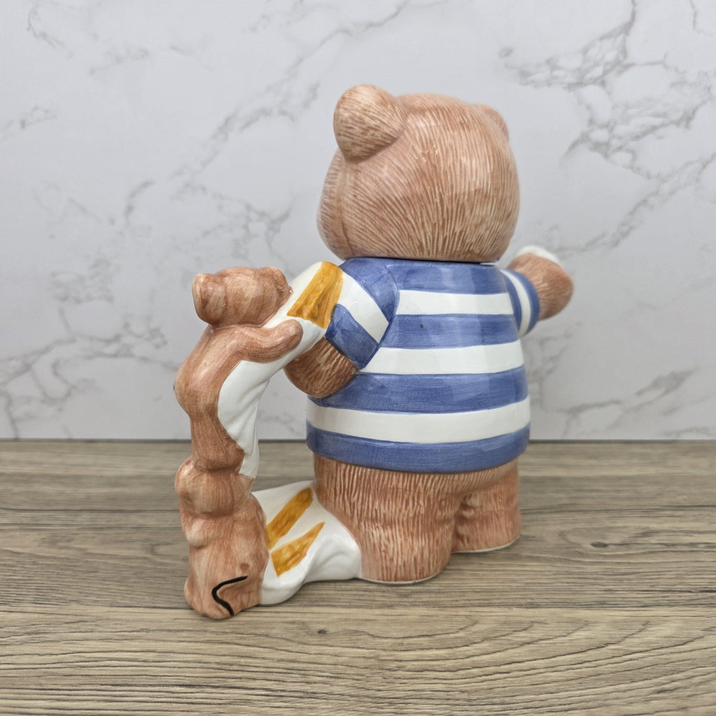 Decorative Teddy Bear Teapot with Cubs | 1990 Bay Trading Gift Company Ceramic Figurine Collectible