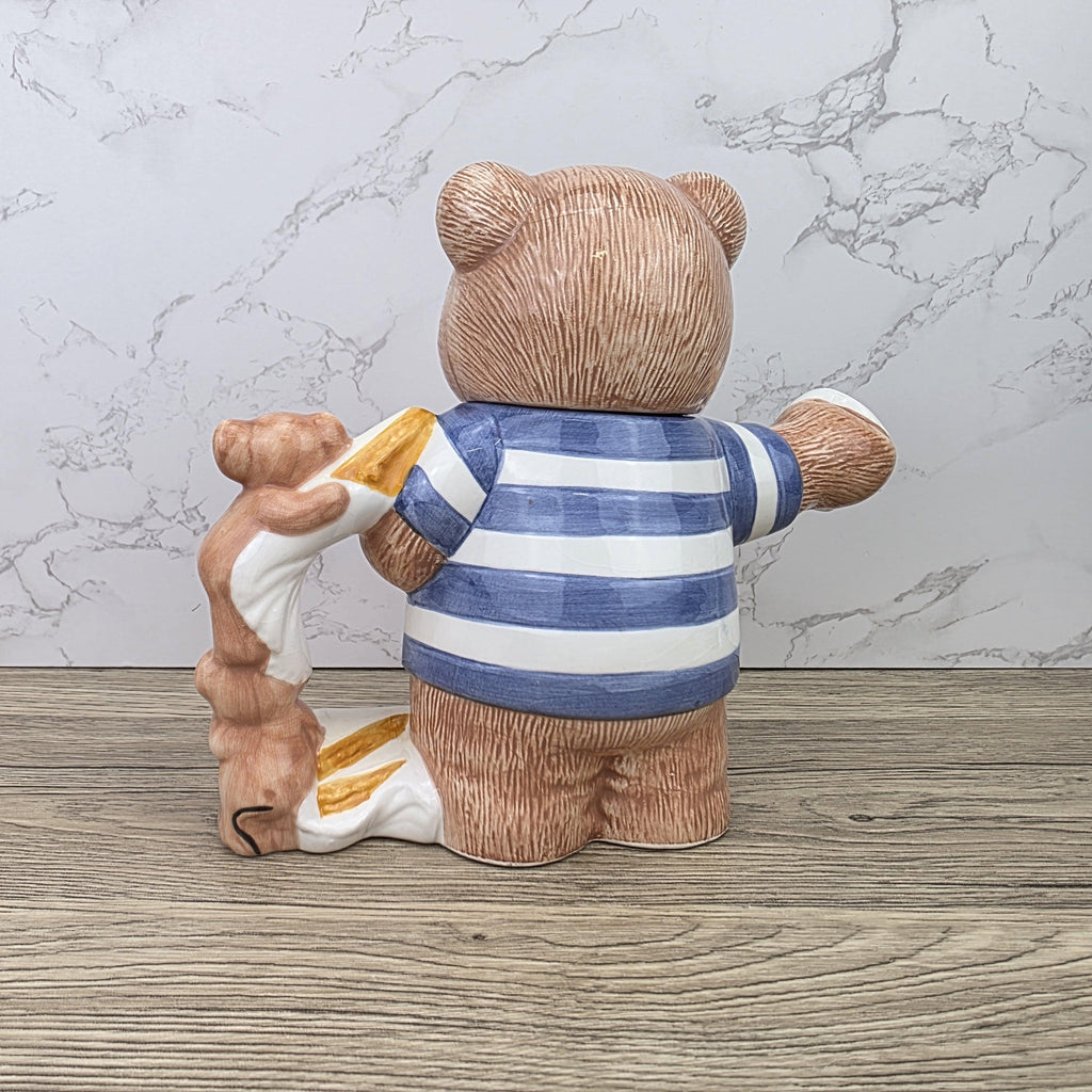 Decorative Teddy Bear Teapot with Cubs | 1990 Bay Trading Gift Company Ceramic Figurine Collectible