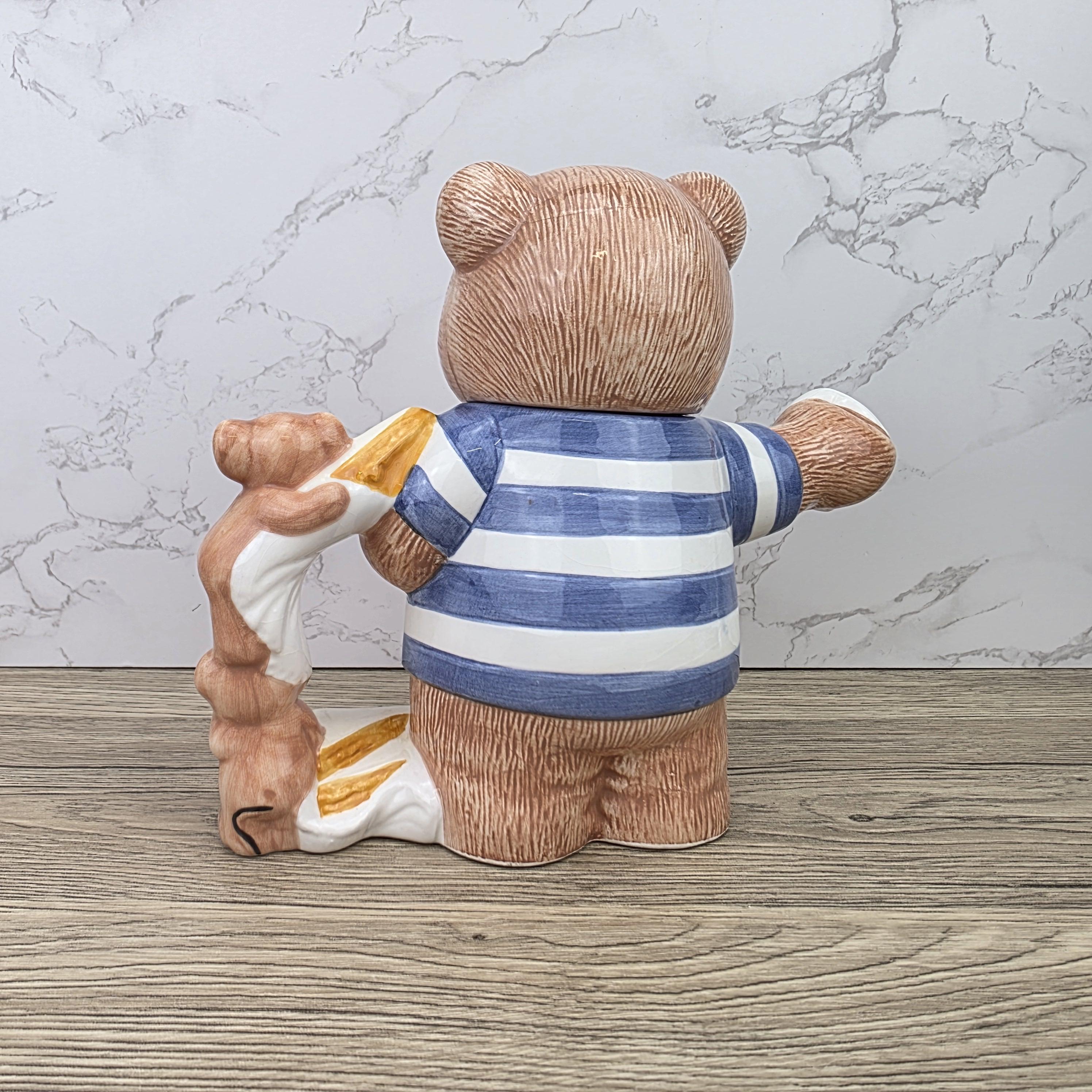 Decorative Teddy Bear Teapot with Cubs | 1990 Bay Trading Gift Company Ceramic Figurine Collectible