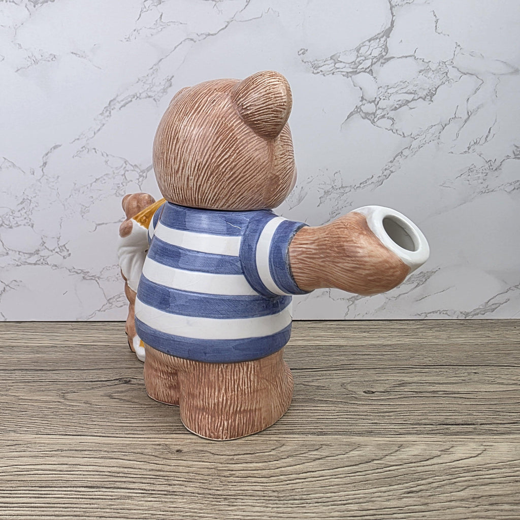 Decorative Teddy Bear Teapot with Cubs | 1990 Bay Trading Gift Company Ceramic Figurine Collectible