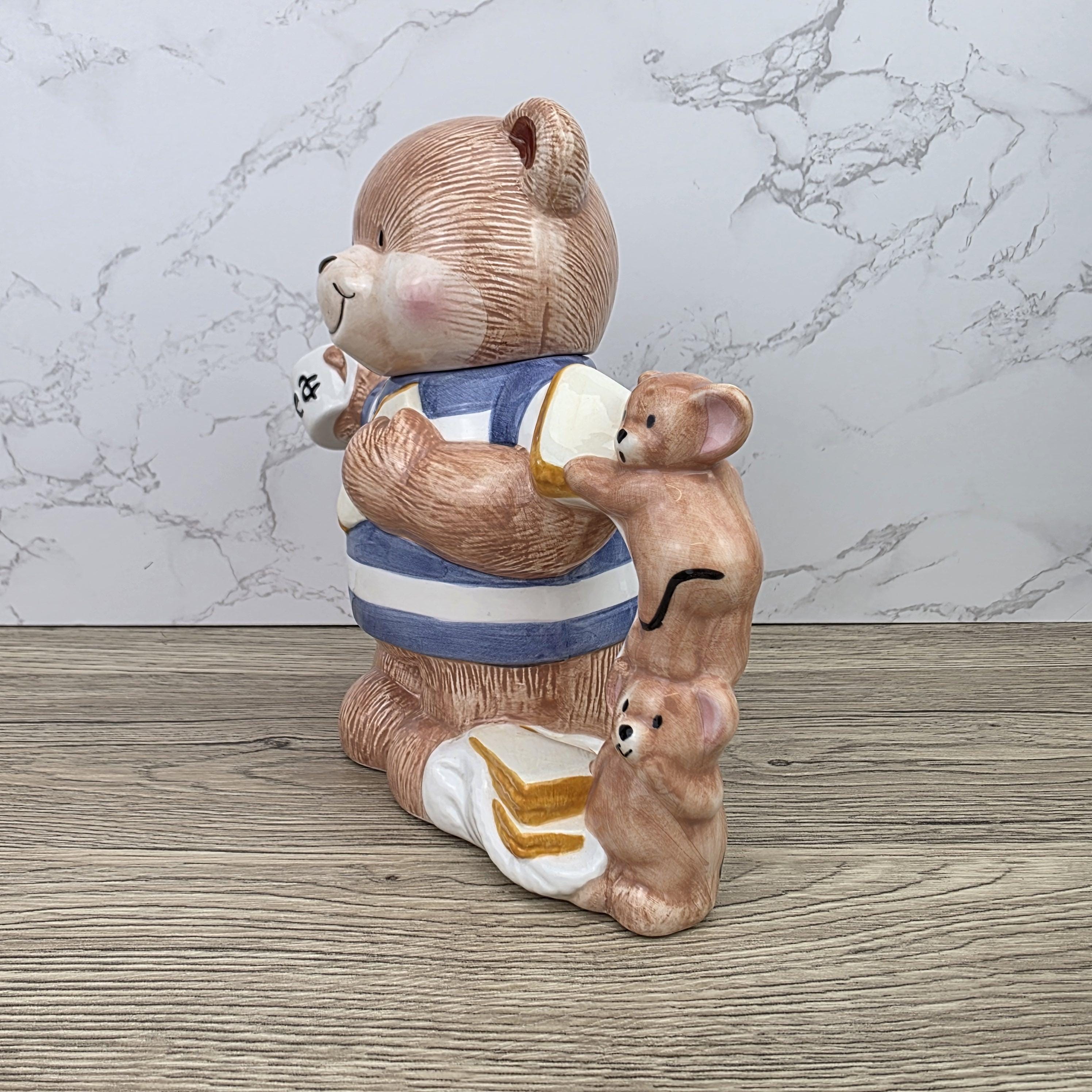 Decorative Teddy Bear Teapot with Cubs | 1990 Bay Trading Gift Company Ceramic Figurine Collectible
