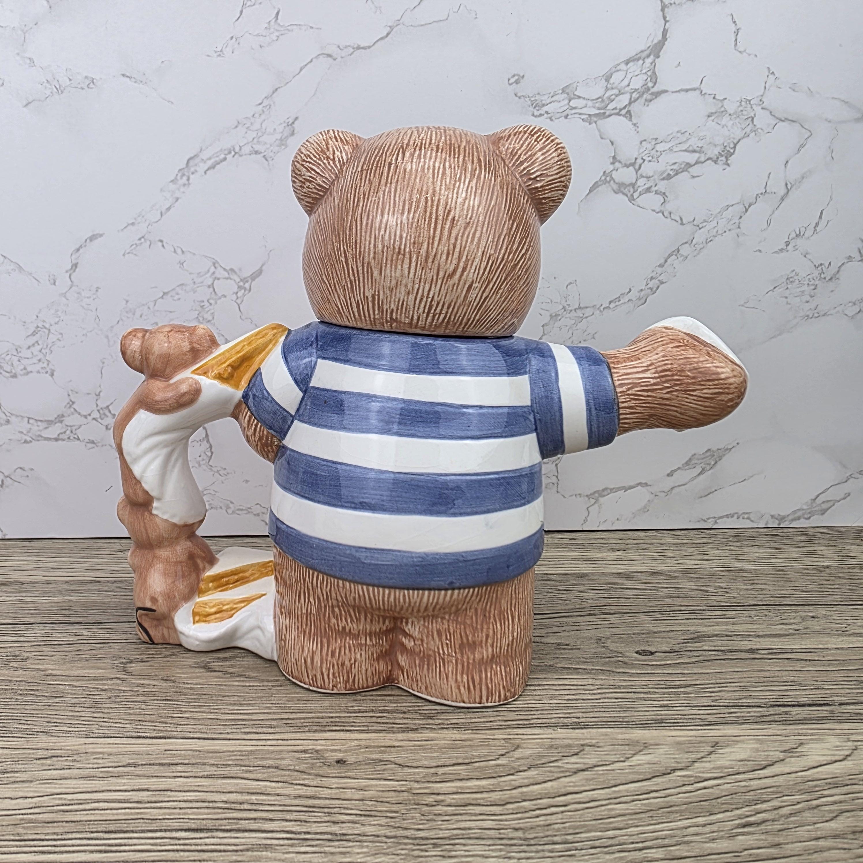 Decorative Teddy Bear Teapot with Cubs | 1990 Bay Trading Gift Company Ceramic Figurine Collectible