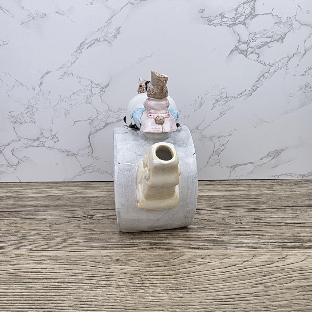 Leonardo Ceramic Bunny Clock Teapot with Wind-Up Detail | Decorative Collectible Display Piece