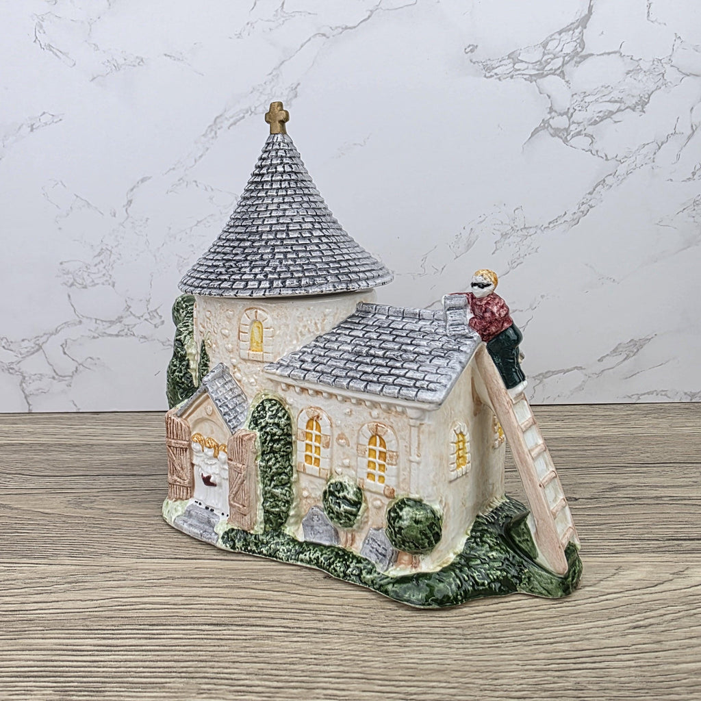 Leonardo Ceramic Church Chapel Teapot with Stone Tower Details | Decorative Collectible Display Piece