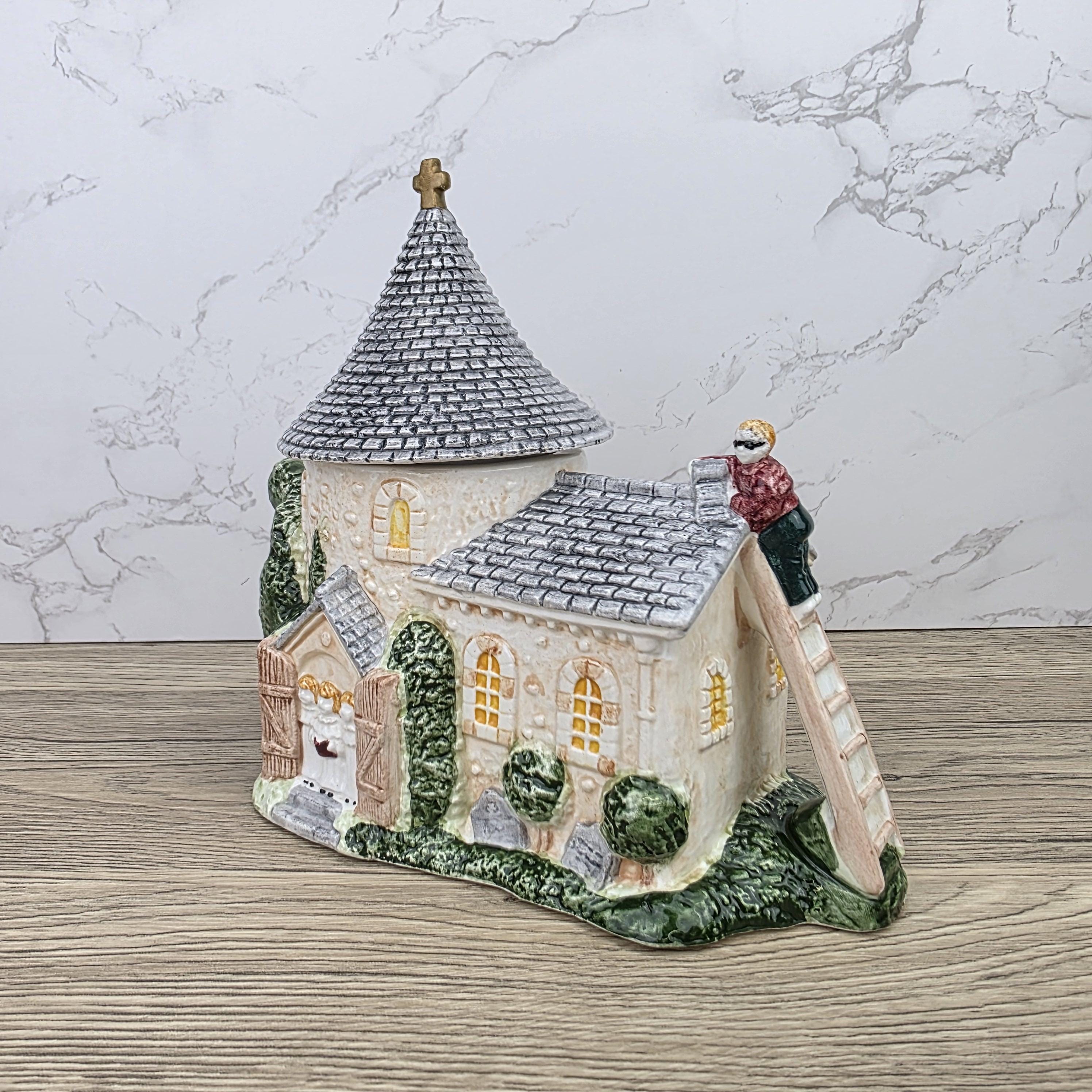 Leonardo Ceramic Church Chapel Teapot with Stone Tower Details | Decorative Collectible Display Piece