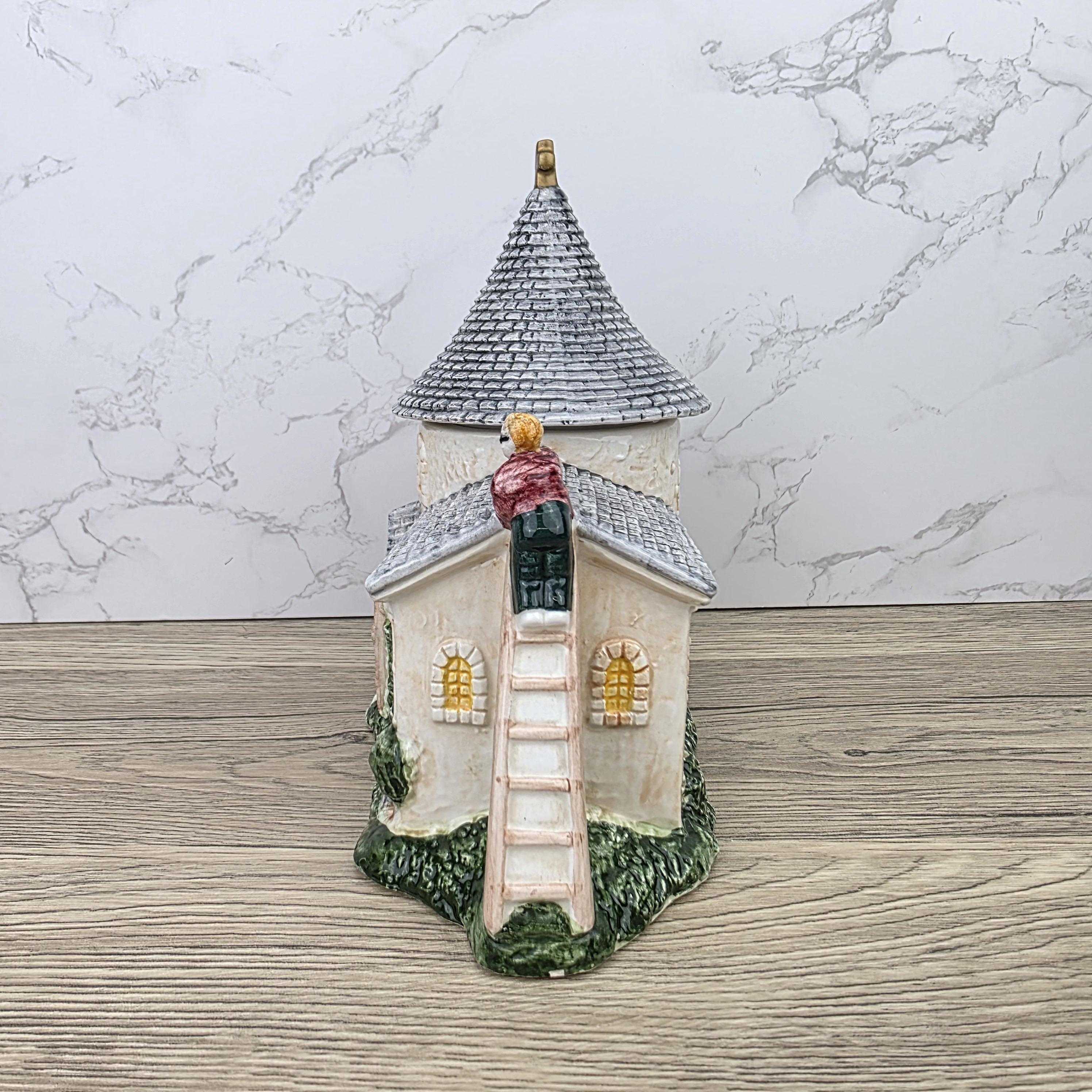 Leonardo Ceramic Church Chapel Teapot with Stone Tower Details | Decorative Collectible Display Piece