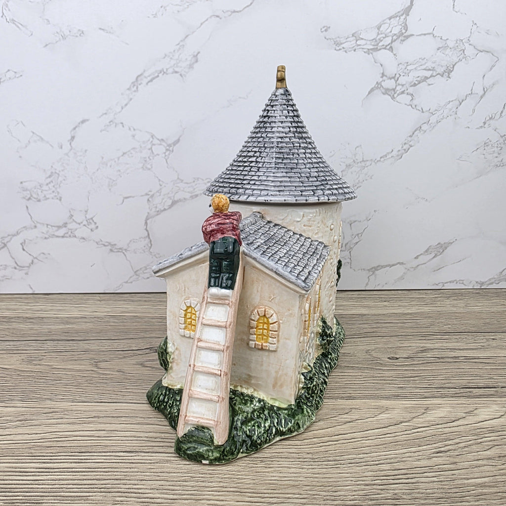 Leonardo Ceramic Church Chapel Teapot with Stone Tower Details | Decorative Collectible Display Piece