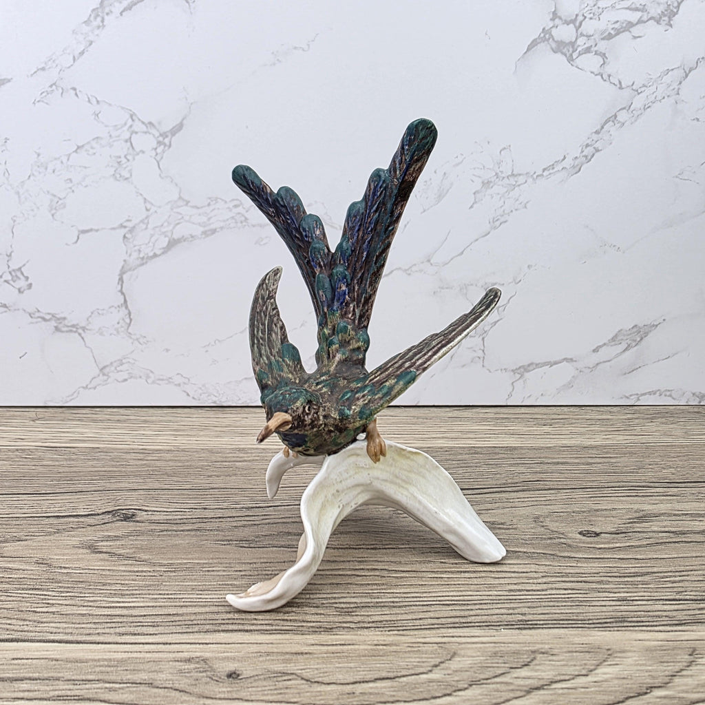 Goebel CV109 Bird Figurine on Porcelain Branch | Vintage W Germany Sculpture Collectible Display Decor
