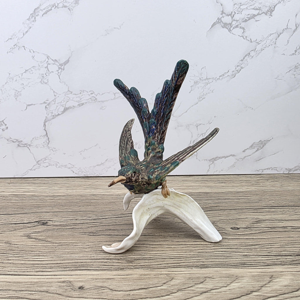 Goebel CV109 Bird Figurine on Porcelain Branch | Vintage W Germany Sculpture Collectible Display Decor