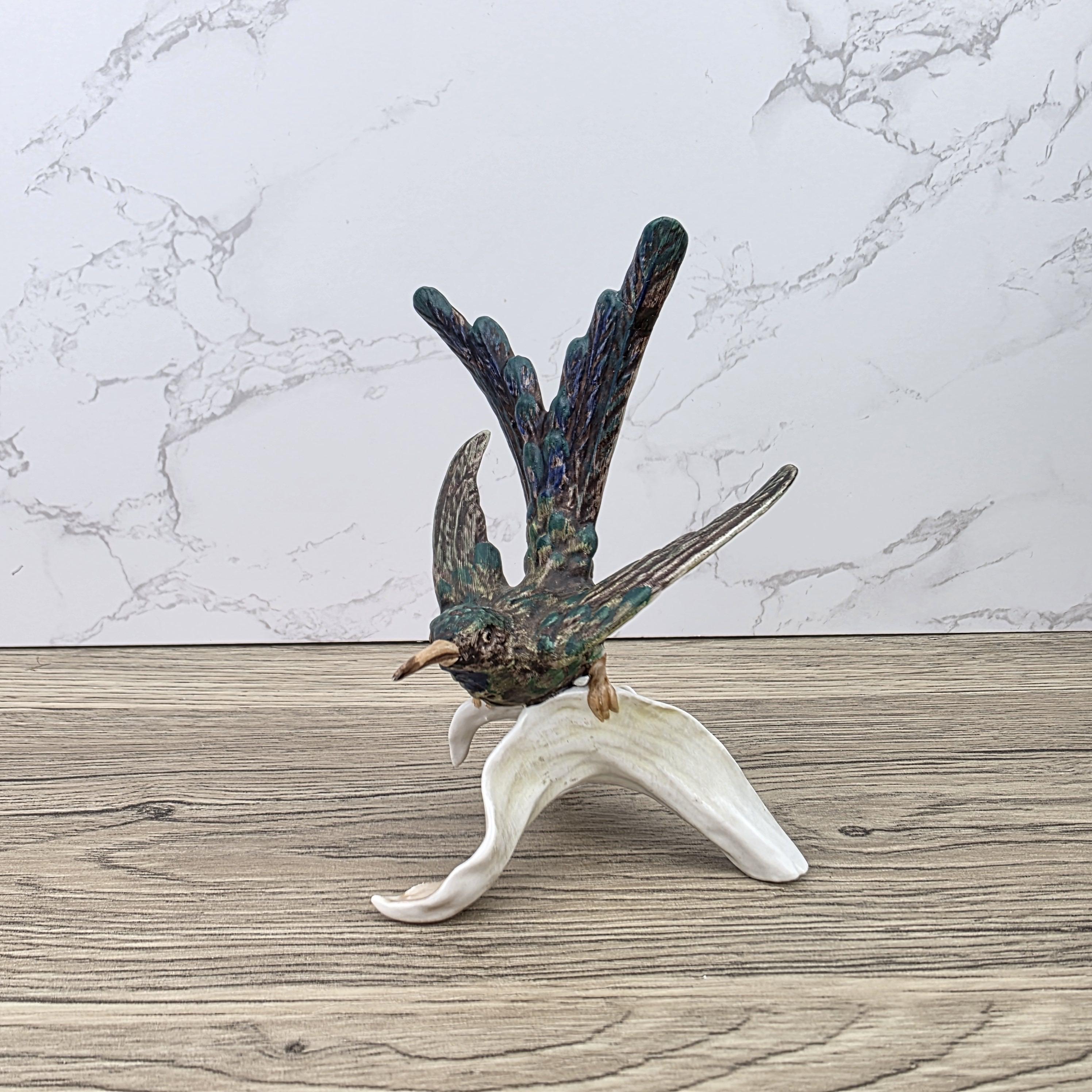 Goebel CV109 Bird Figurine on Porcelain Branch | Vintage W Germany Sculpture Collectible Display Decor