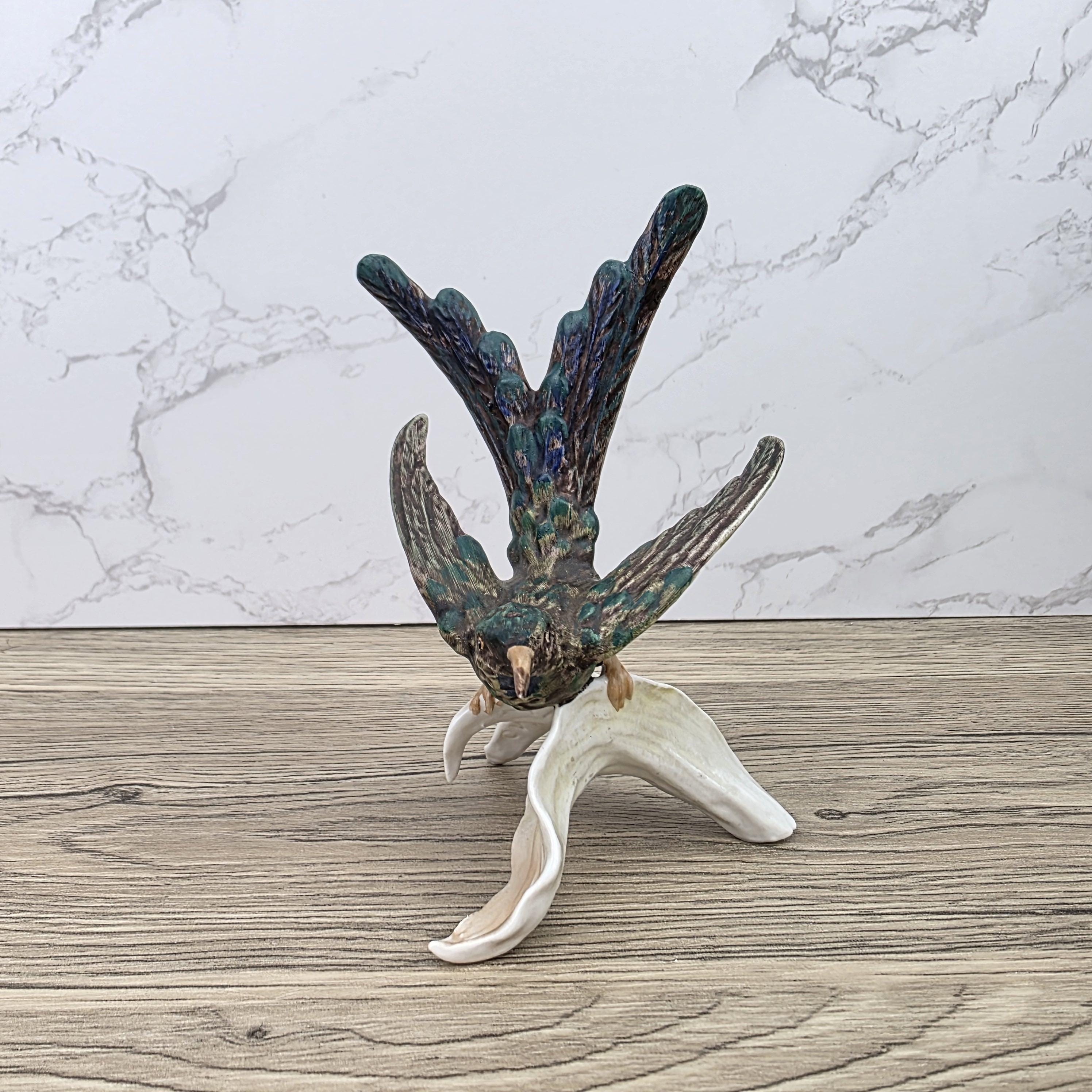 Goebel CV109 Bird Figurine on Porcelain Branch | Vintage W Germany Sculpture Collectible Display Decor