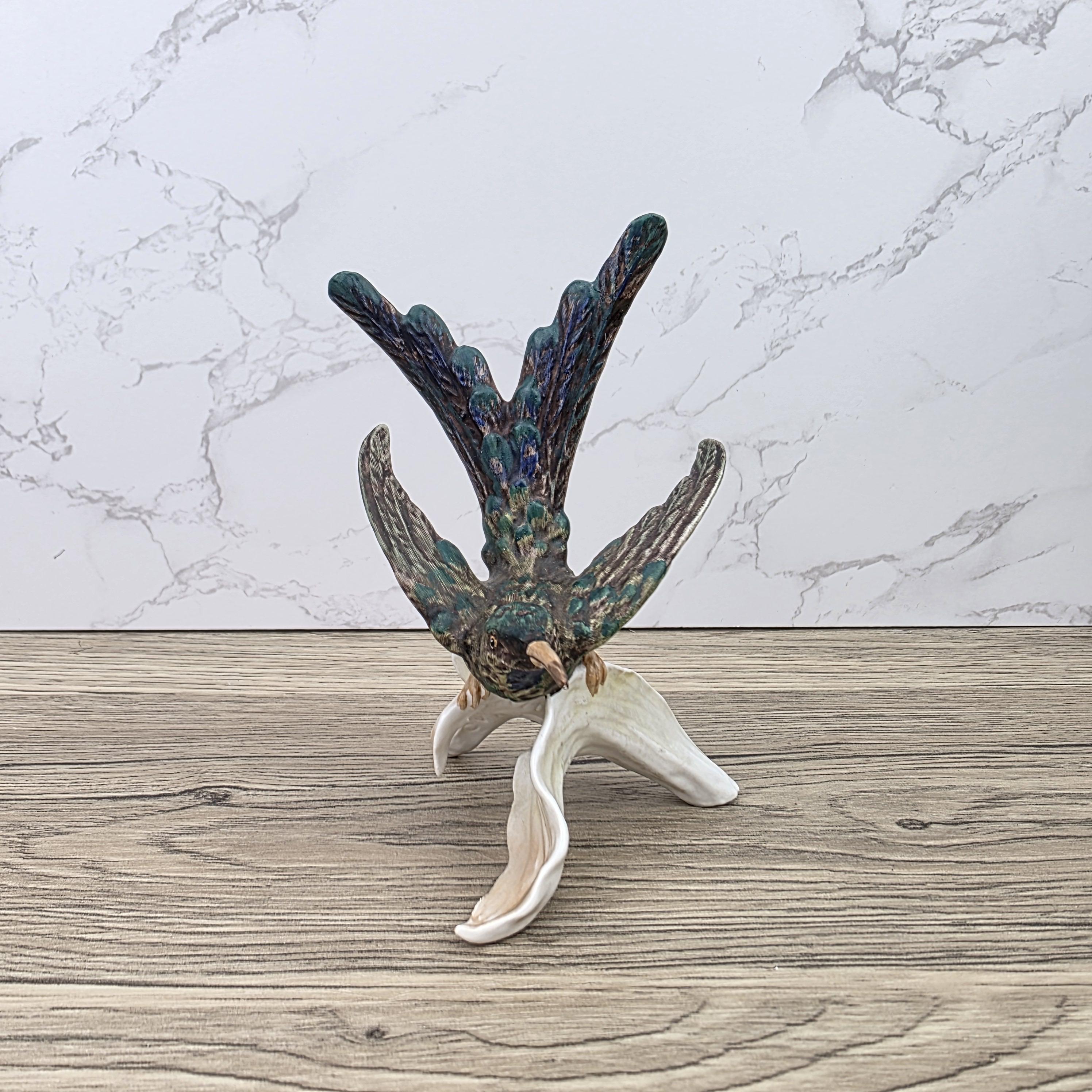 Goebel CV109 Bird Figurine on Porcelain Branch | Vintage W Germany Sculpture Collectible Display Decor