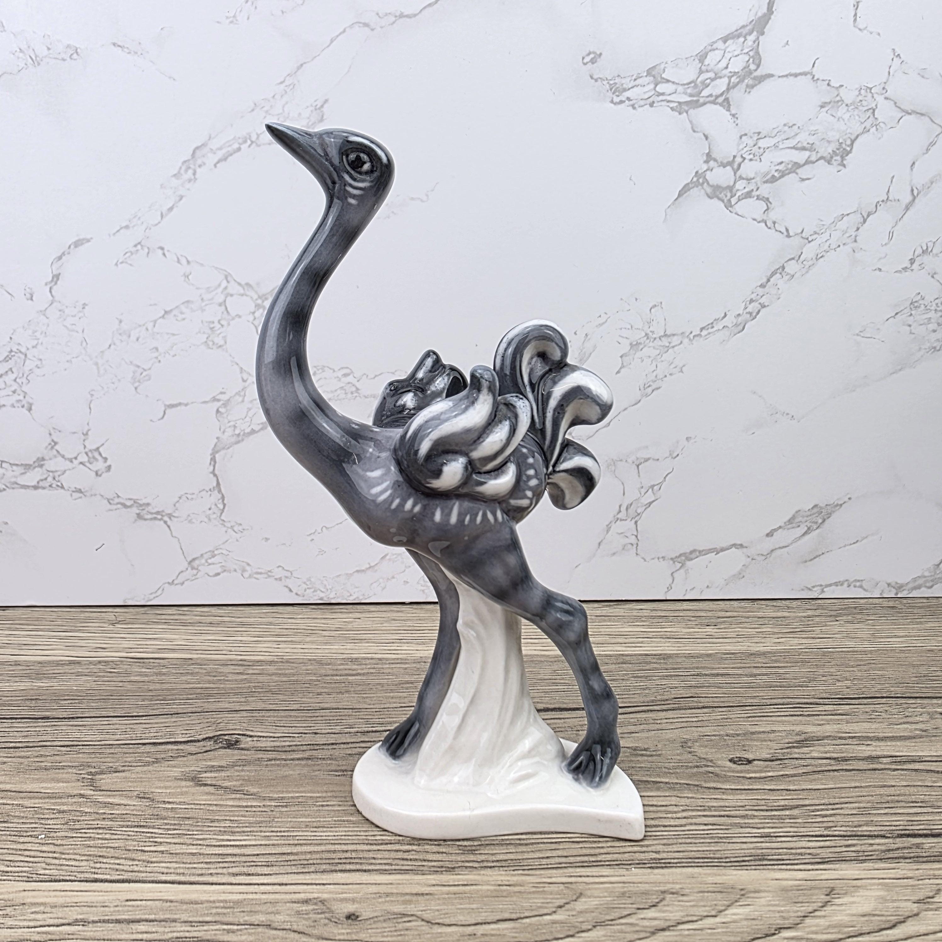 Goebel Ostrich Bird Figurine KT188 West Germany | 1973 Sculpted Ceramic Decor Piece Vintage Display