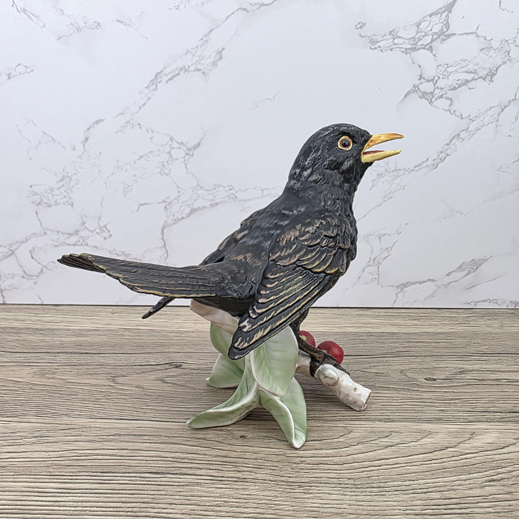 Hummel Goebel Blackbird Figurine Vintage West Germany Porcelain Songbird Collectible Sculpture