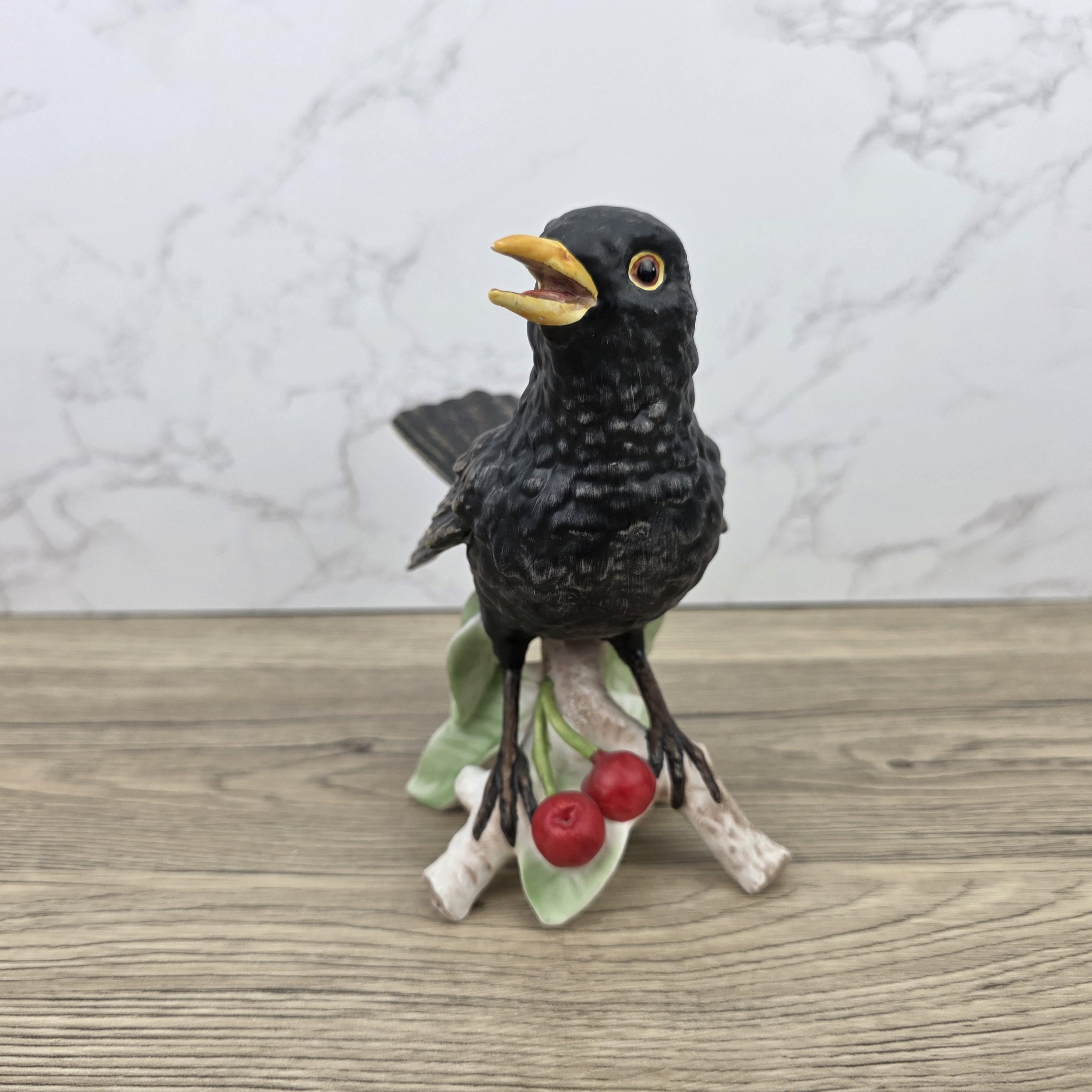 Hummel Goebel Blackbird Figurine Vintage West Germany Porcelain Songbird Collectible Sculpture