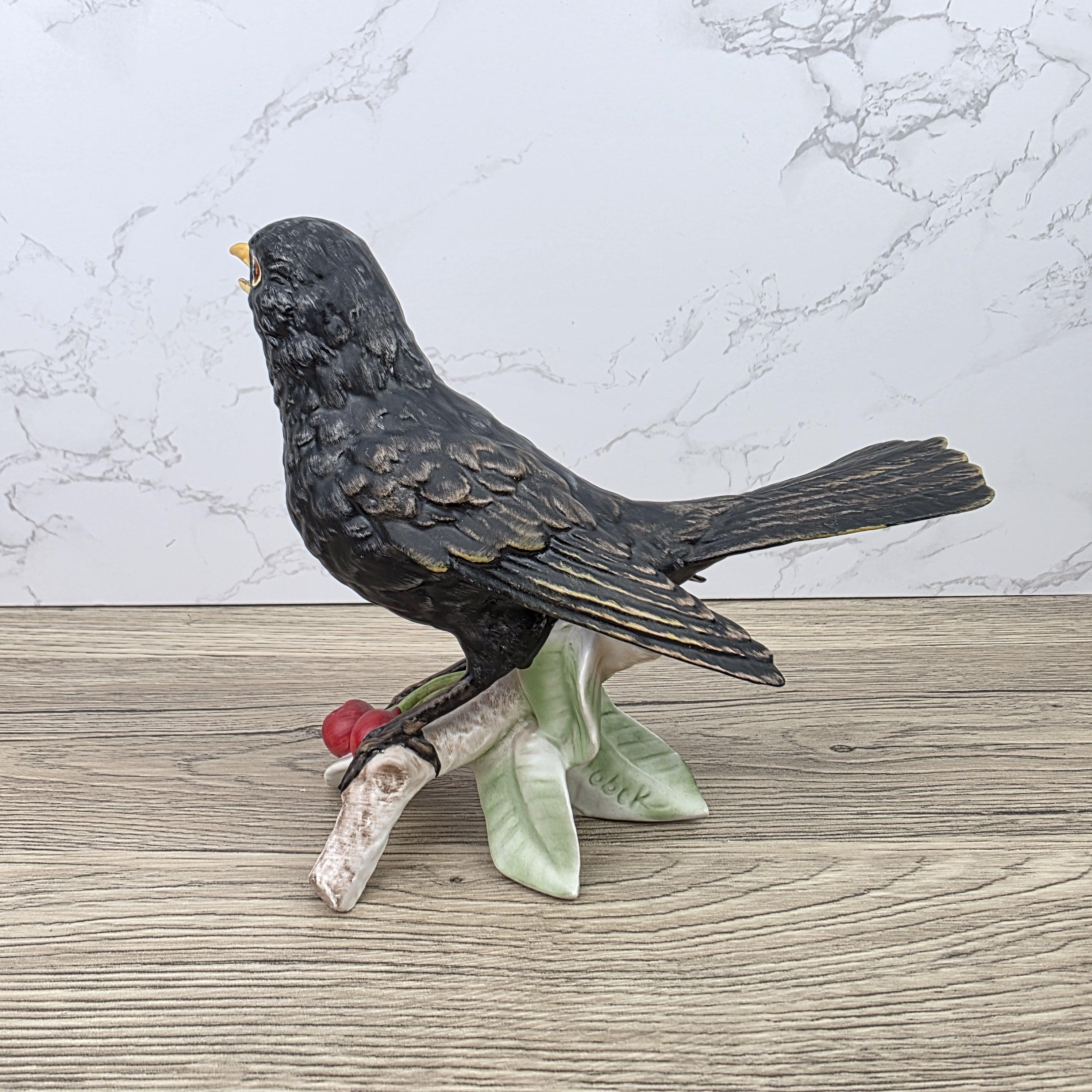 Hummel Goebel Blackbird Figurine Vintage West Germany Porcelain Songbird Collectible Sculpture