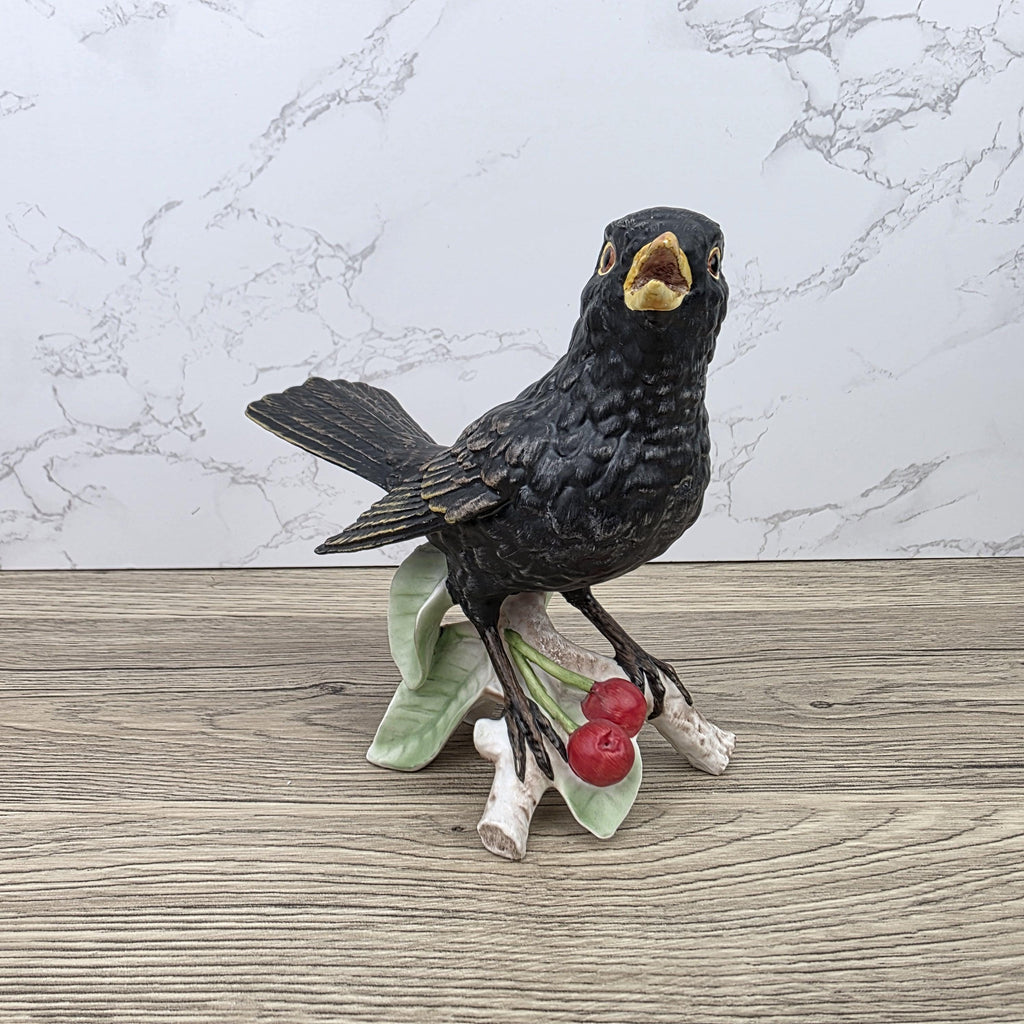 Hummel Goebel Blackbird Figurine Vintage West Germany Porcelain Songbird Collectible Sculpture