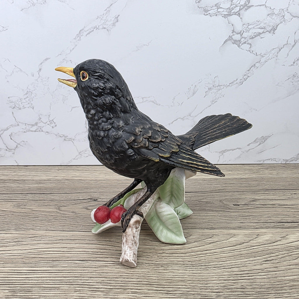 Hummel Goebel Blackbird Figurine Vintage West Germany Porcelain Songbird Collectible Sculpture