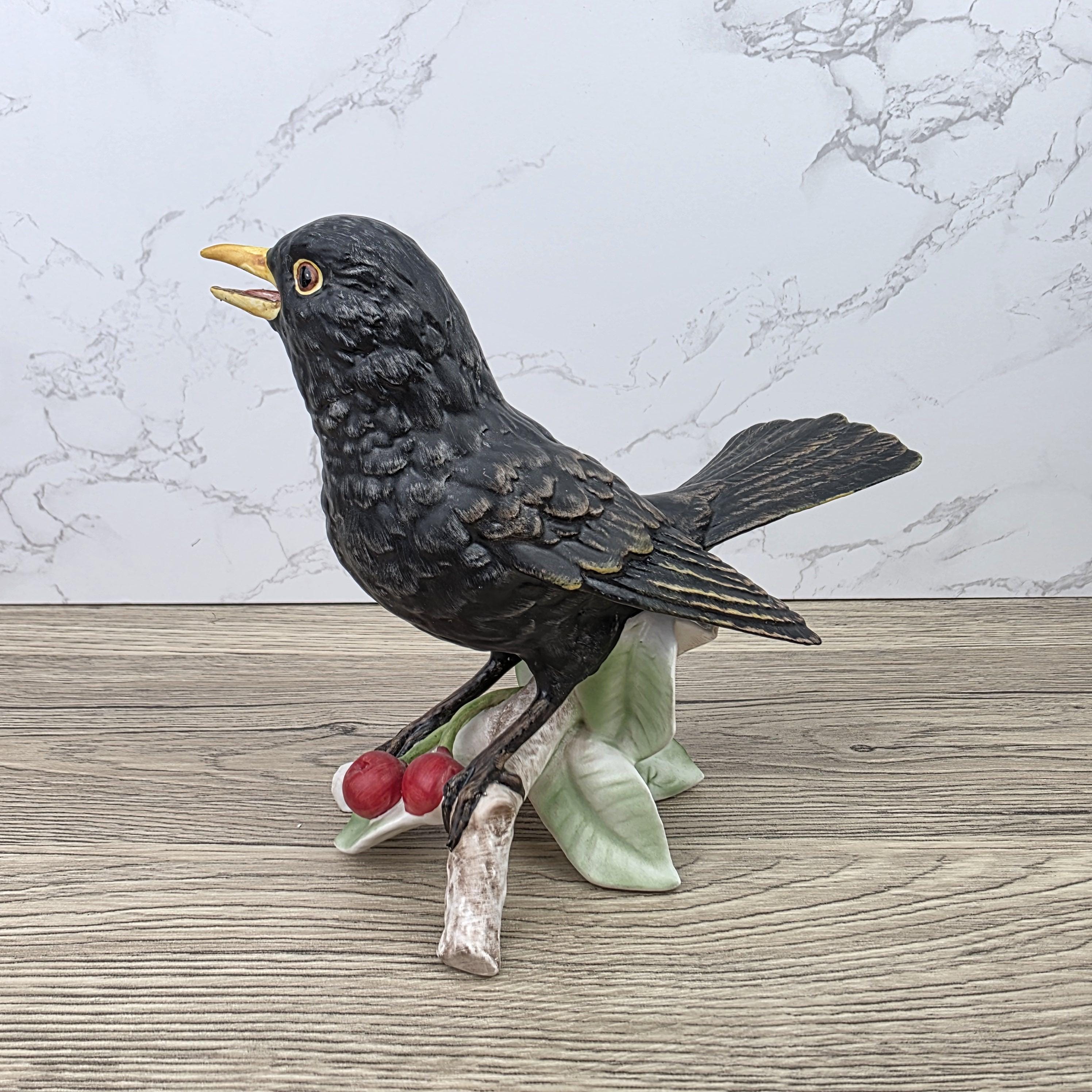 Hummel Goebel Blackbird Figurine Vintage West Germany Porcelain Songbird Collectible Sculpture