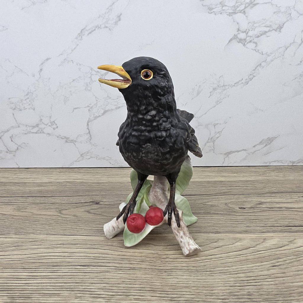 Hummel Goebel Blackbird Figurine Vintage West Germany Porcelain Songbird Collectible Sculpture