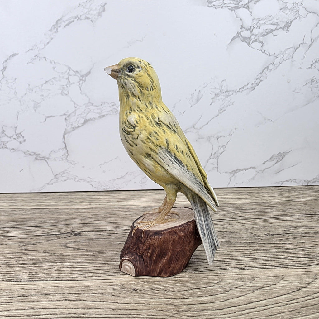 Vintage Goebel Canary Bird Figurine 1973 W Germany | Hummel Porcelain Bird on Wooden Stump Base