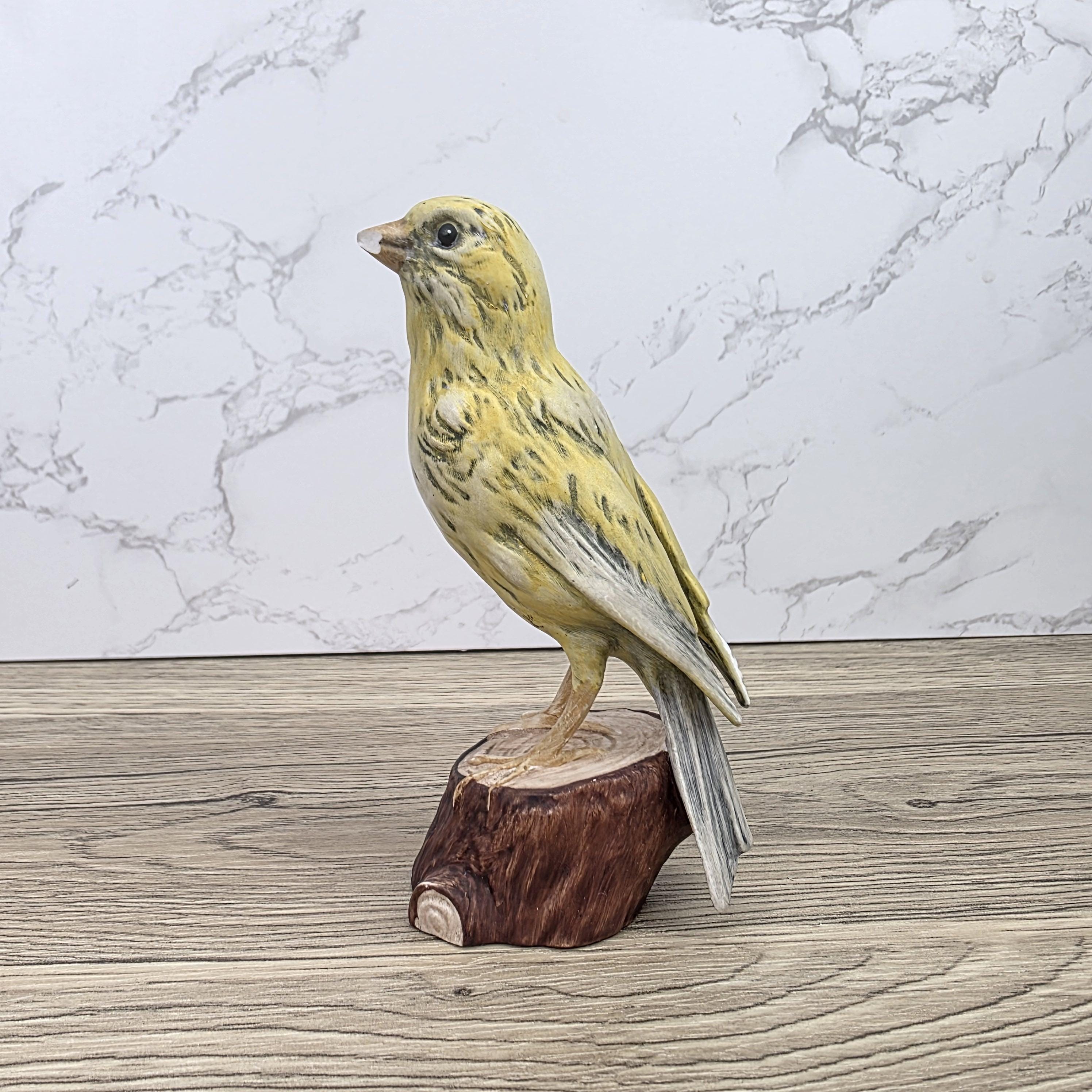 Vintage Goebel Canary Bird Figurine 1973 W Germany | Hummel Porcelain Bird on Wooden Stump Base