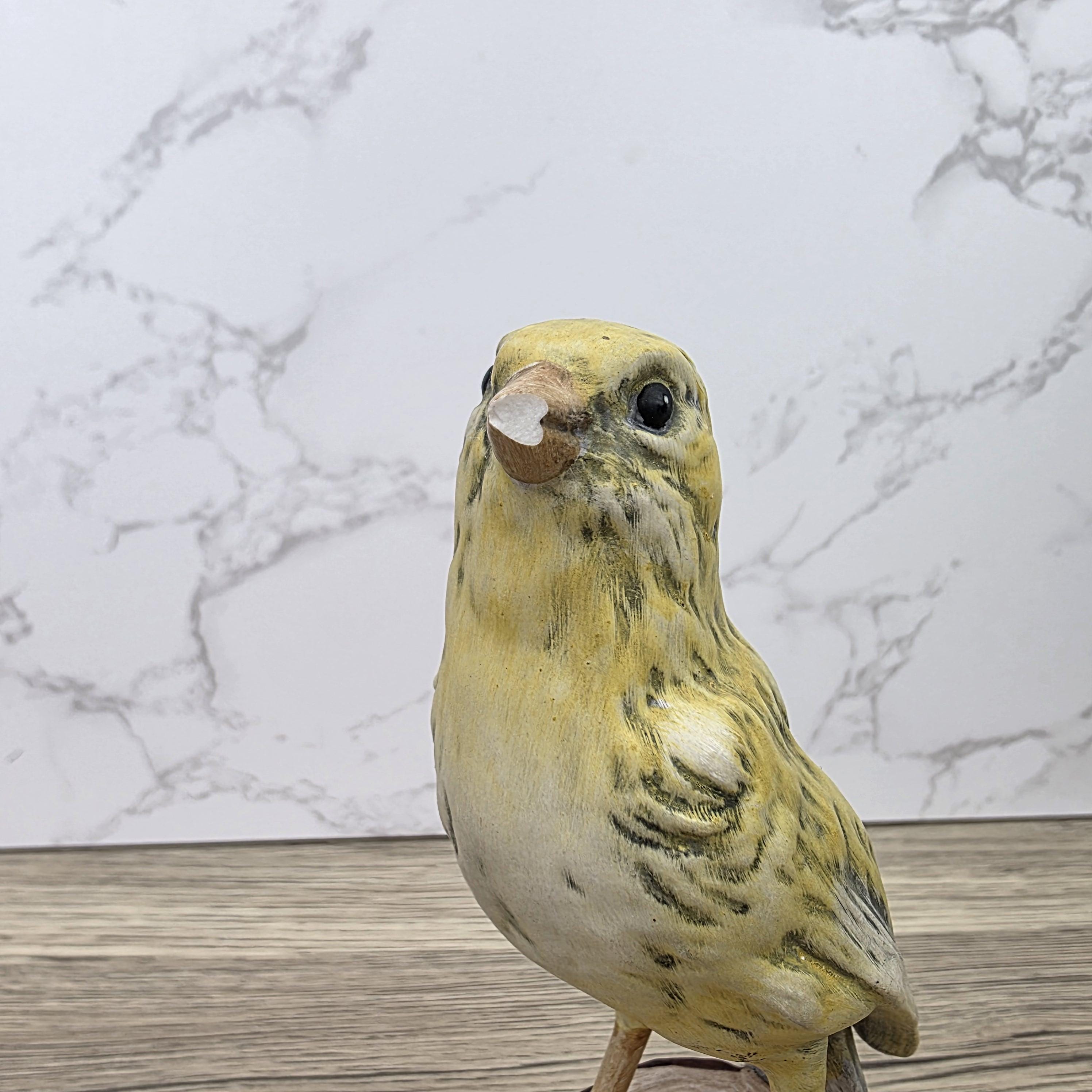 Vintage Goebel Canary Bird Figurine 1973 W Germany | Hummel Porcelain Bird on Wooden Stump Base