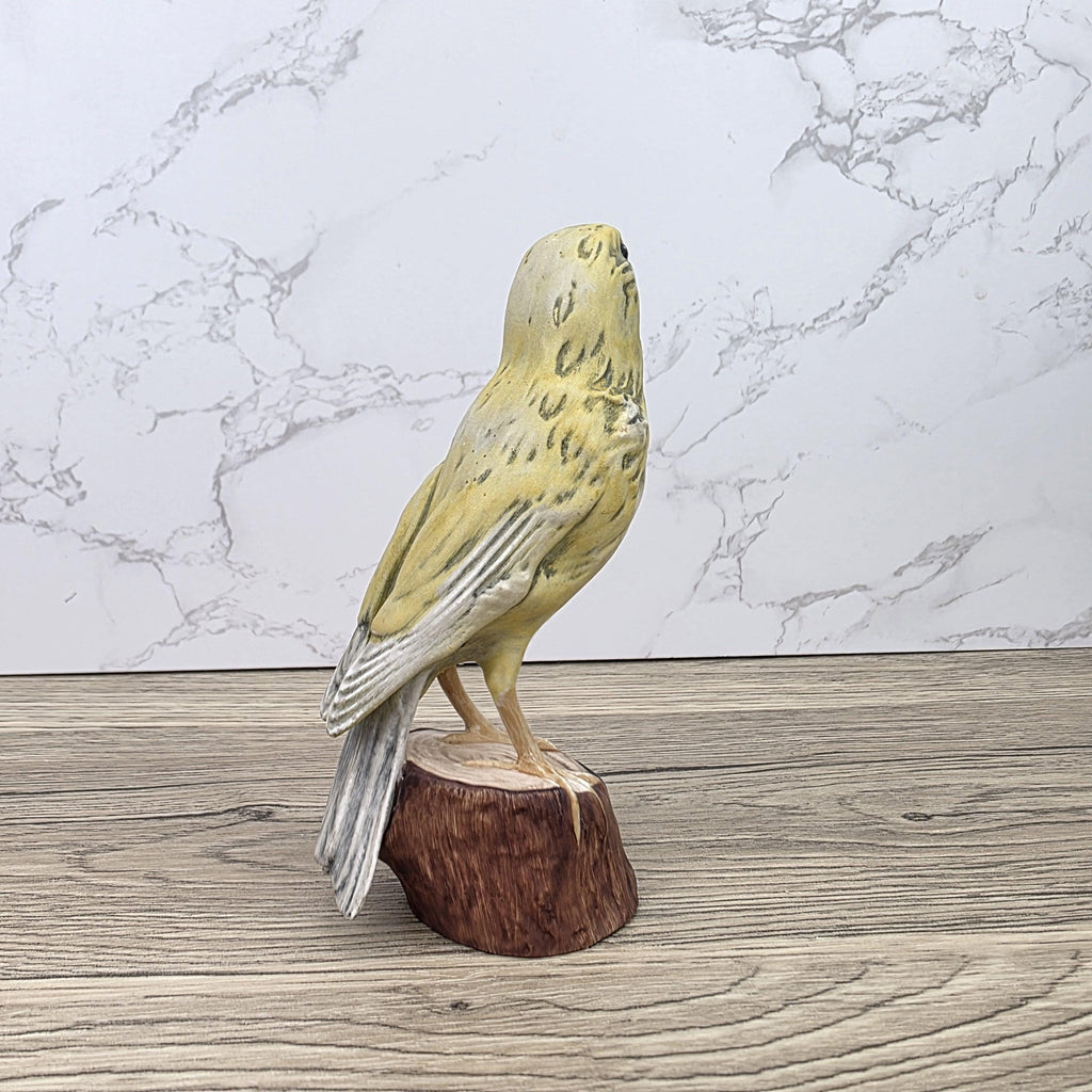 Vintage Goebel Canary Bird Figurine 1973 W Germany | Hummel Porcelain Bird on Wooden Stump Base