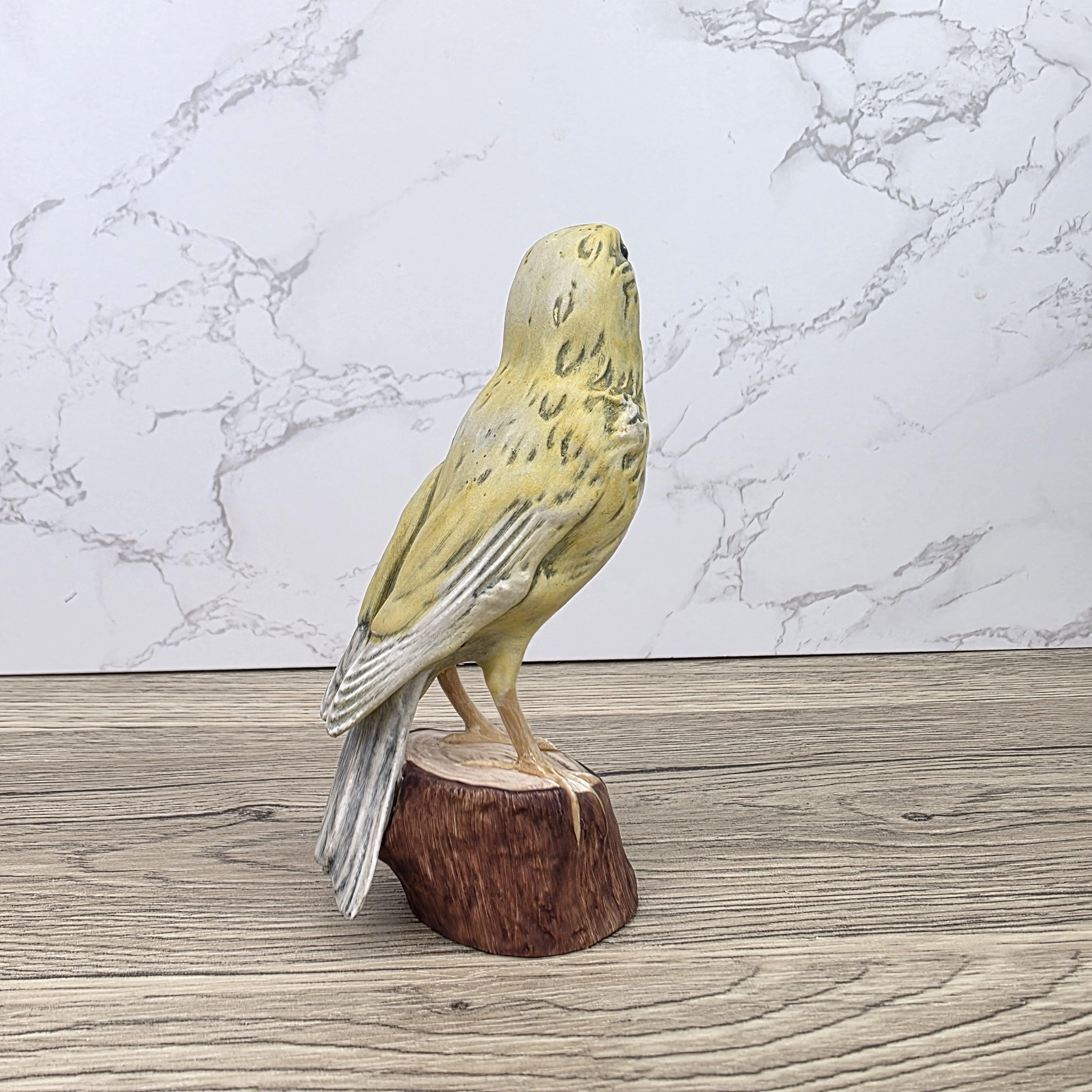 Vintage Goebel Canary Bird Figurine 1973 W Germany | Hummel Porcelain Bird on Wooden Stump Base