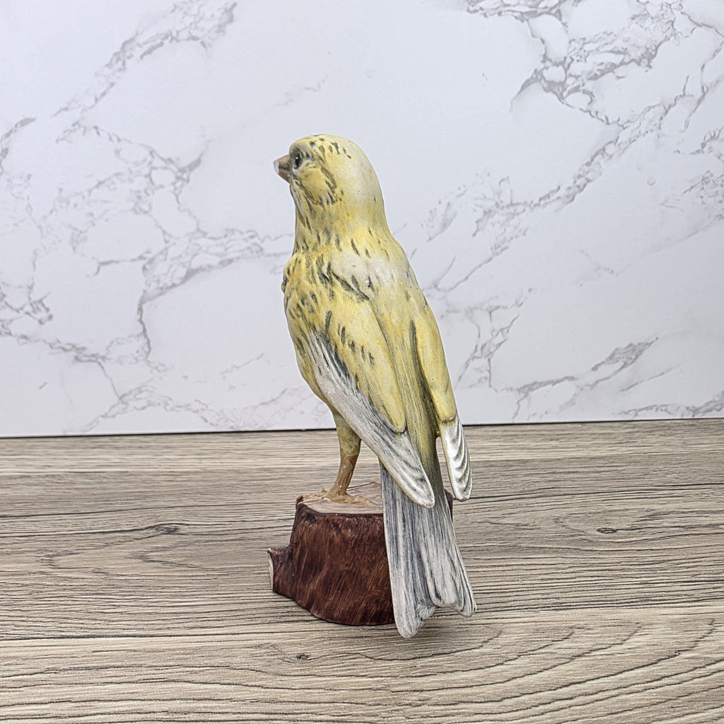 Vintage Goebel Canary Bird Figurine 1973 W Germany | Hummel Porcelain Bird on Wooden Stump Base