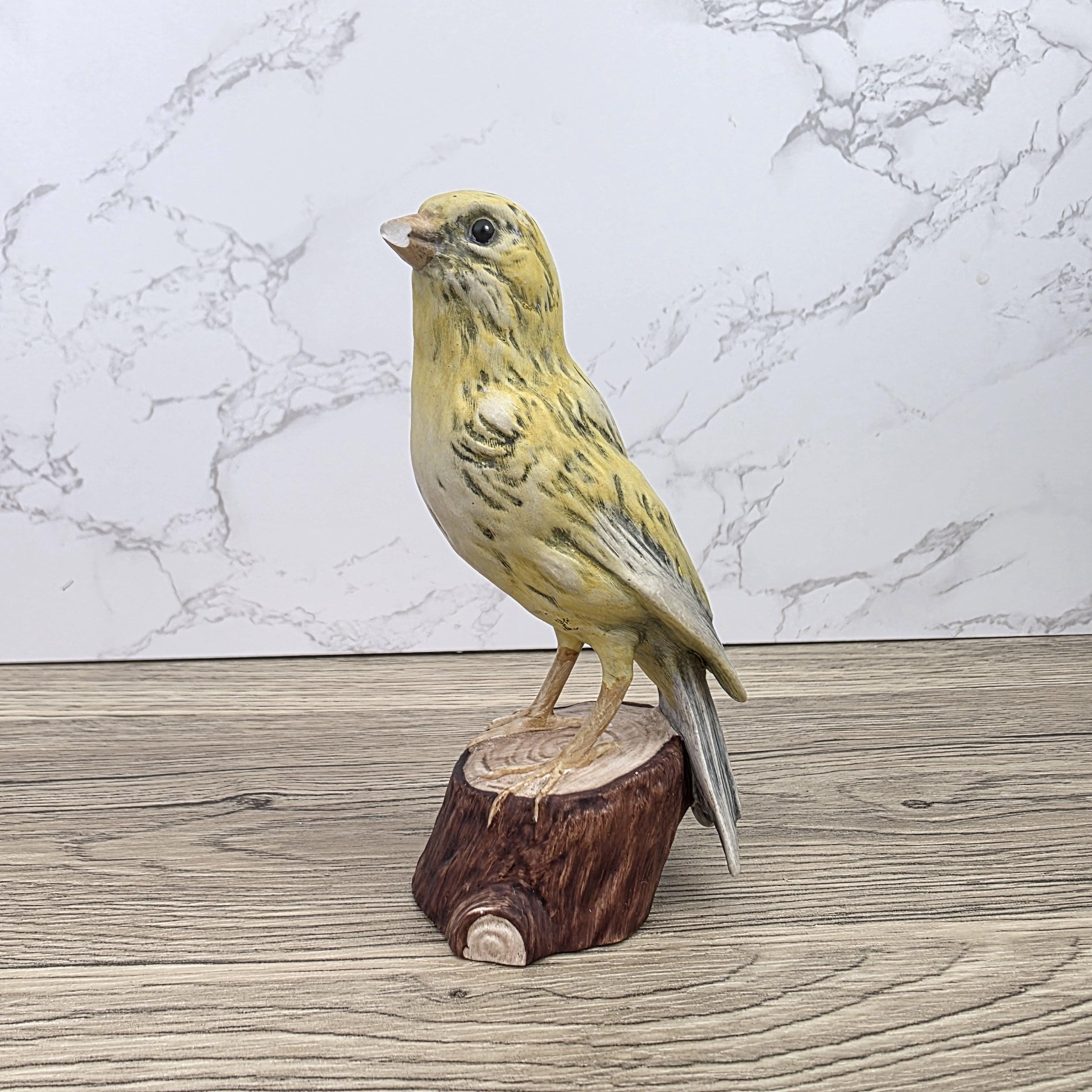 Vintage Goebel Canary Bird Figurine 1973 W Germany | Hummel Porcelain Bird on Wooden Stump Base