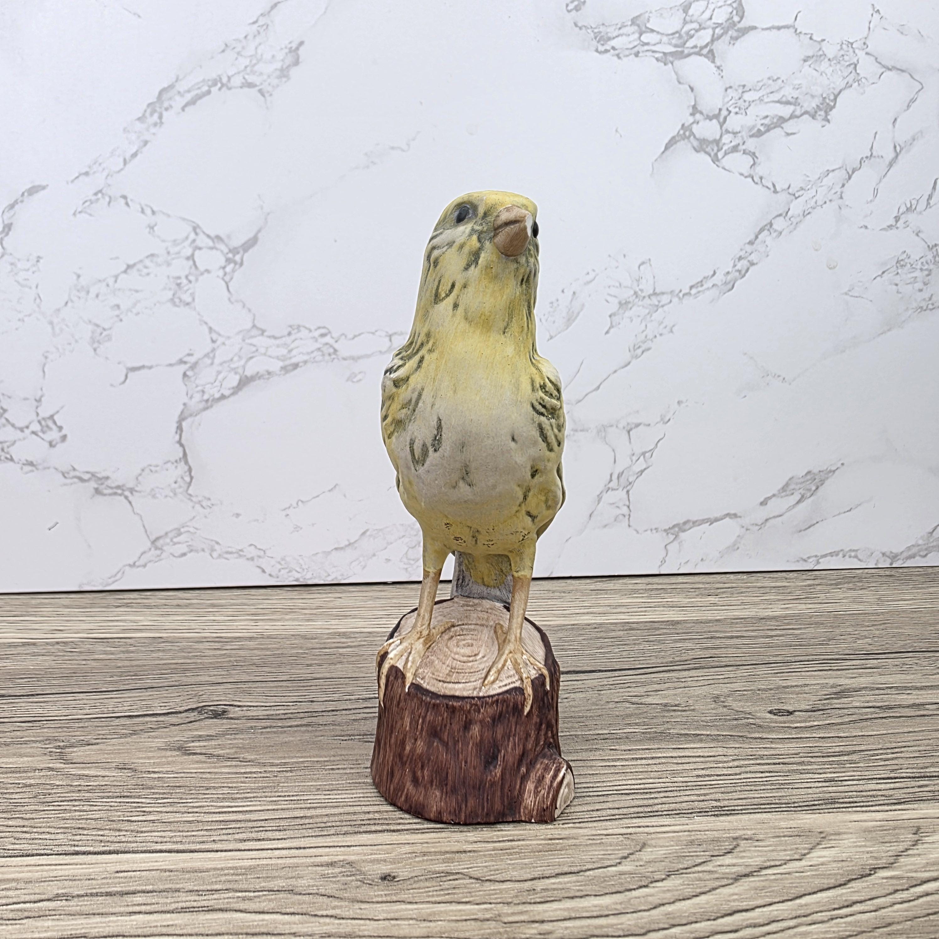 Vintage Goebel Canary Bird Figurine 1973 W Germany | Hummel Porcelain Bird on Wooden Stump Base