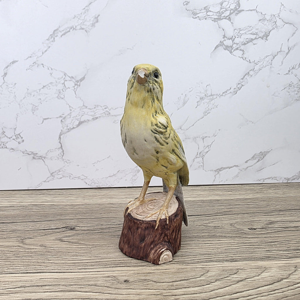 Vintage Goebel Canary Bird Figurine 1973 W Germany | Hummel Porcelain Bird on Wooden Stump Base