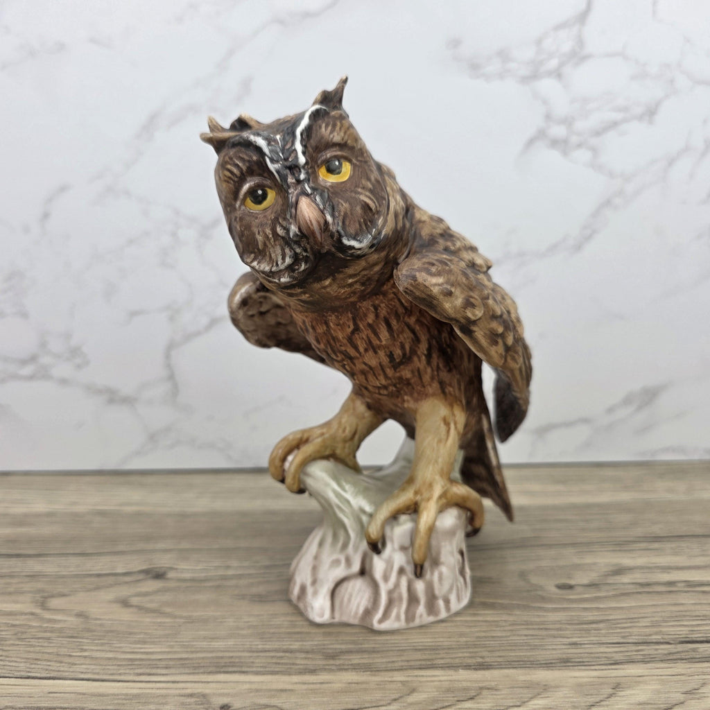 Goebel Owl Figurine CV99 1969 | Hummel W Germany Porcelain Owl on Tree Stump Bird Sculpture