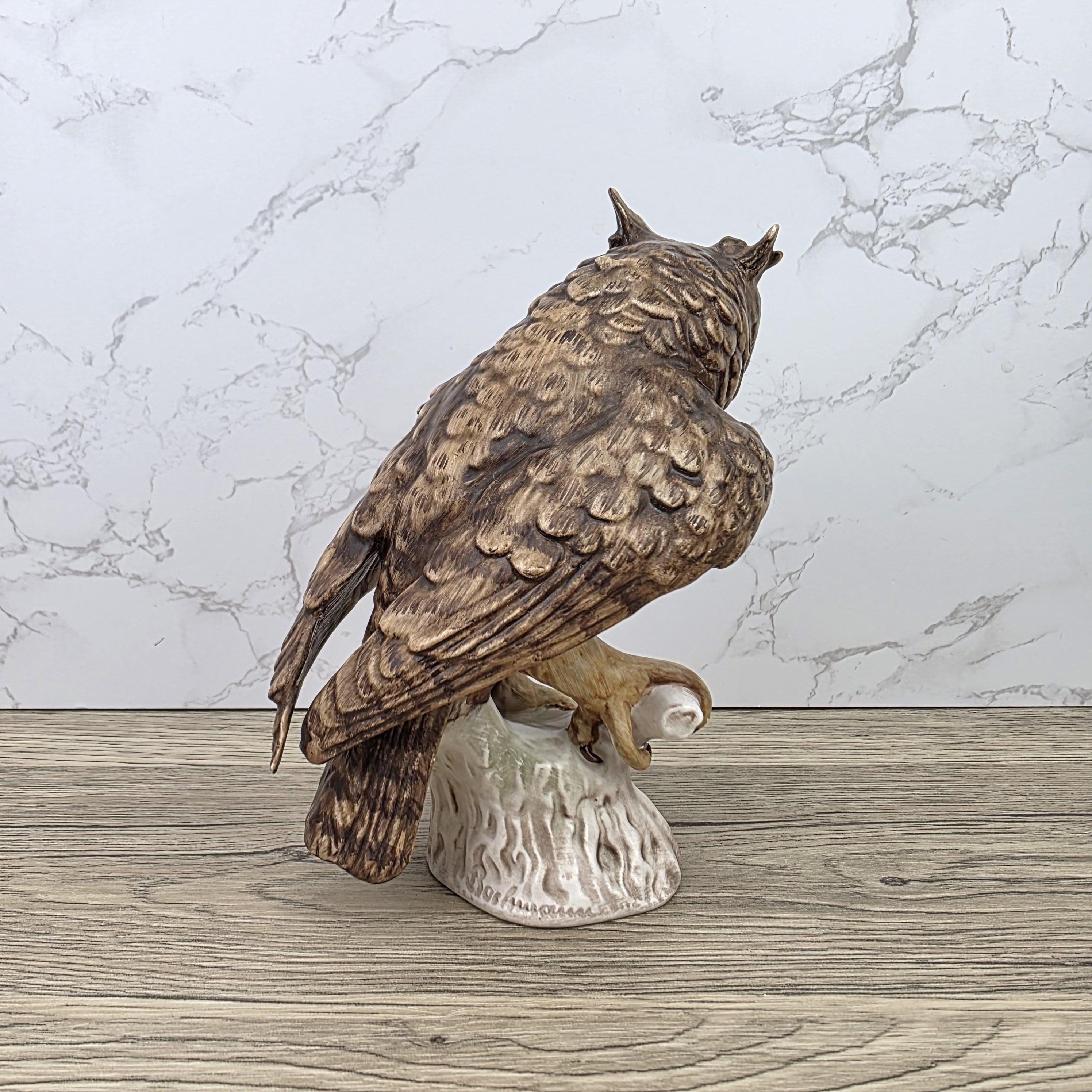 Goebel Owl Figurine CV99 1969 | Hummel W Germany Porcelain Owl on Tree Stump Bird Sculpture