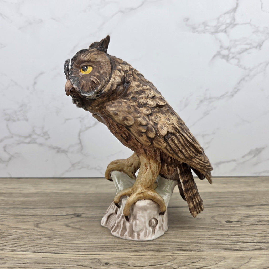 Goebel Owl Figurine CV99 1969 | Hummel W Germany Porcelain Owl on Tree Stump Bird Sculpture