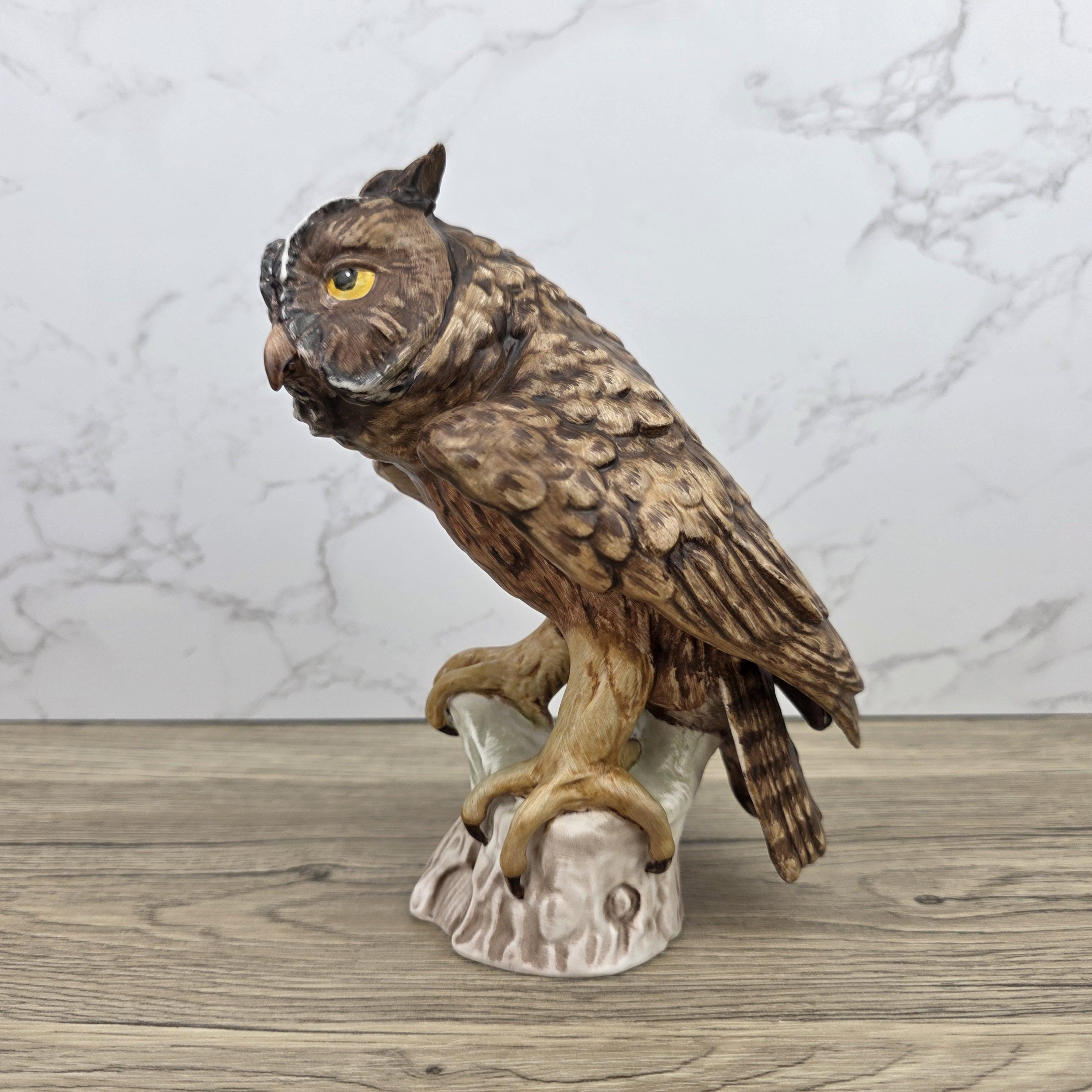 Goebel Owl Figurine CV99 1969 | Hummel W Germany Porcelain Owl on Tree Stump Bird Sculpture