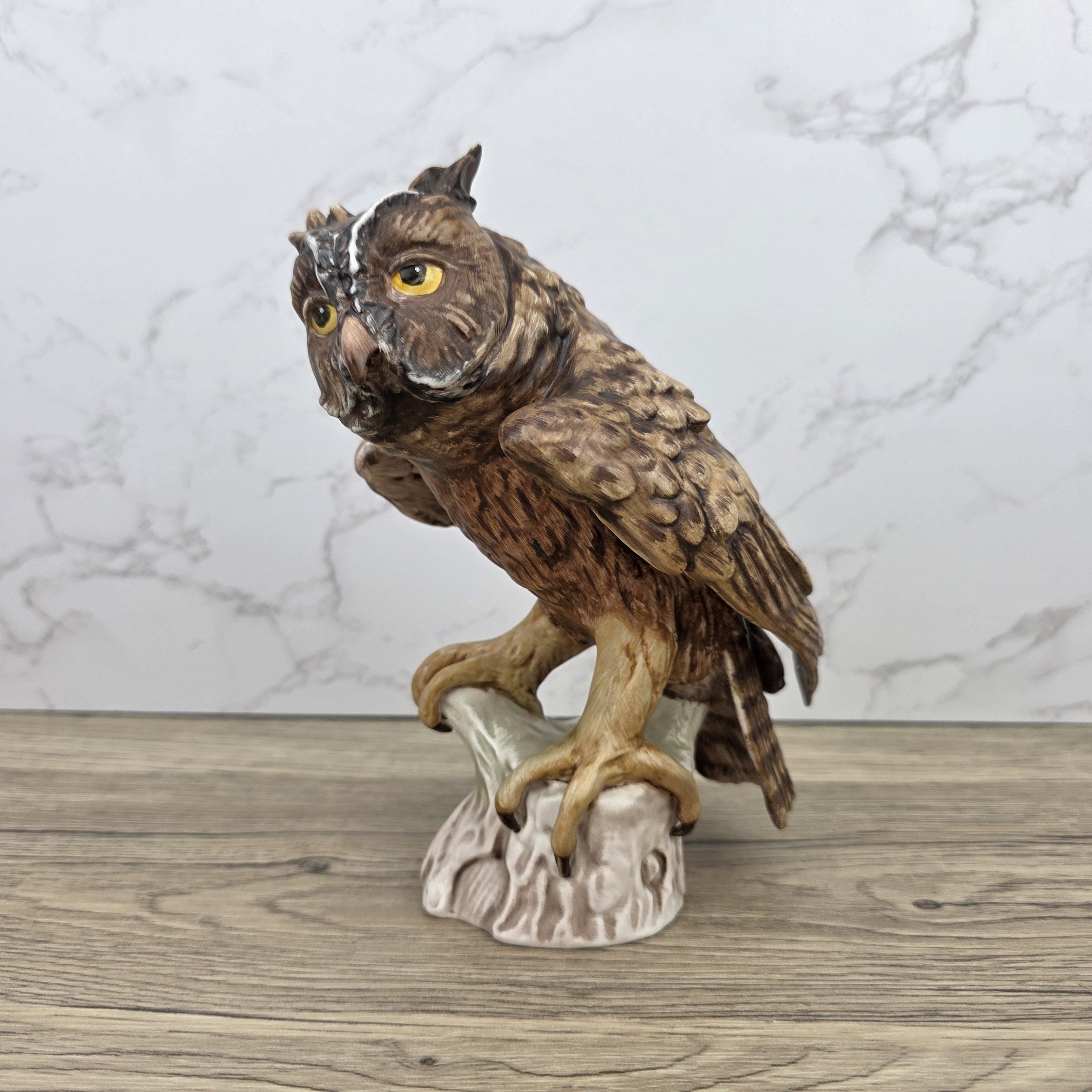 Goebel Owl Figurine CV99 1969 | Hummel W Germany Porcelain Owl on Tree Stump Bird Sculpture