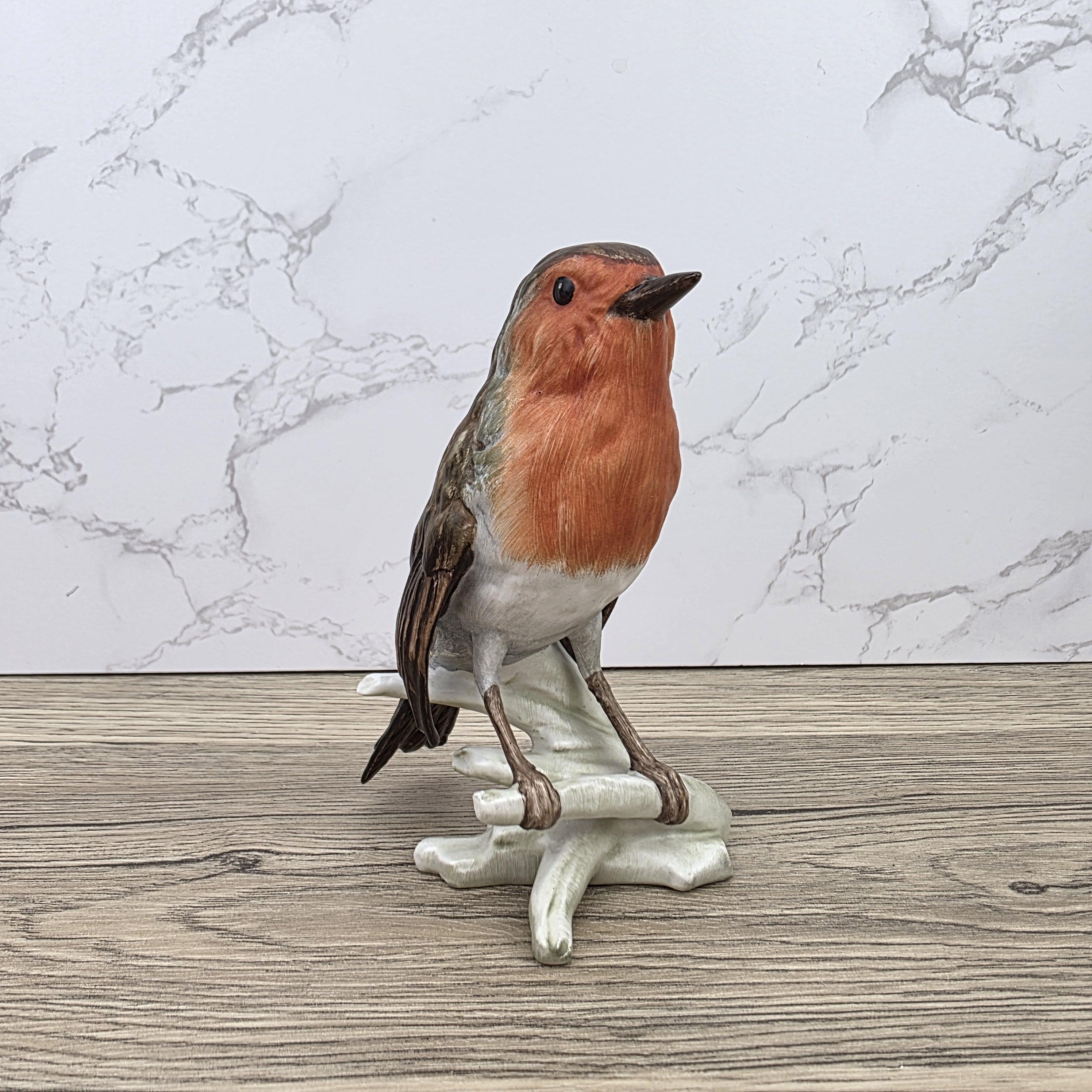 Goebel Robin Bird Figurine Rotkehlchen | Hummel W Germany Porcelain Songbird on Branch Base Sculpture