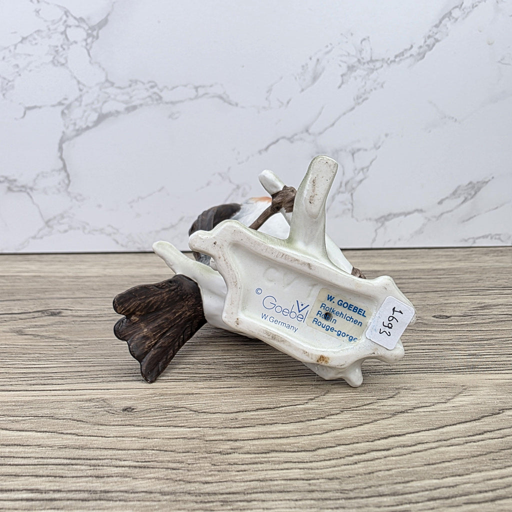 Goebel Robin Bird Figurine Rotkehlchen | Hummel W Germany Porcelain Songbird on Branch Base Sculpture