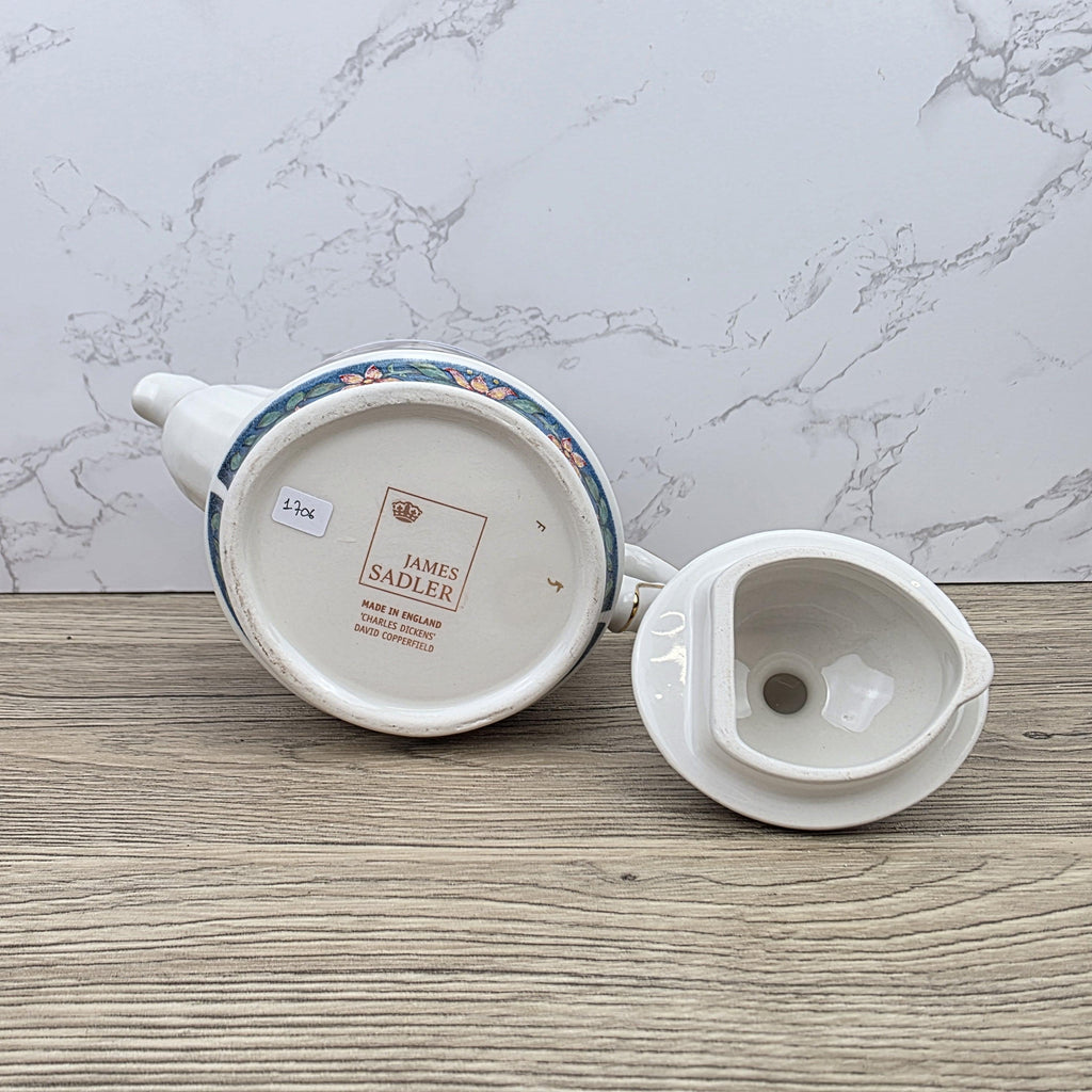 Vintage James Sadler David Copperfield Ceramic Teapot | Charles Dickens Literary Series | England 1990s Collectible