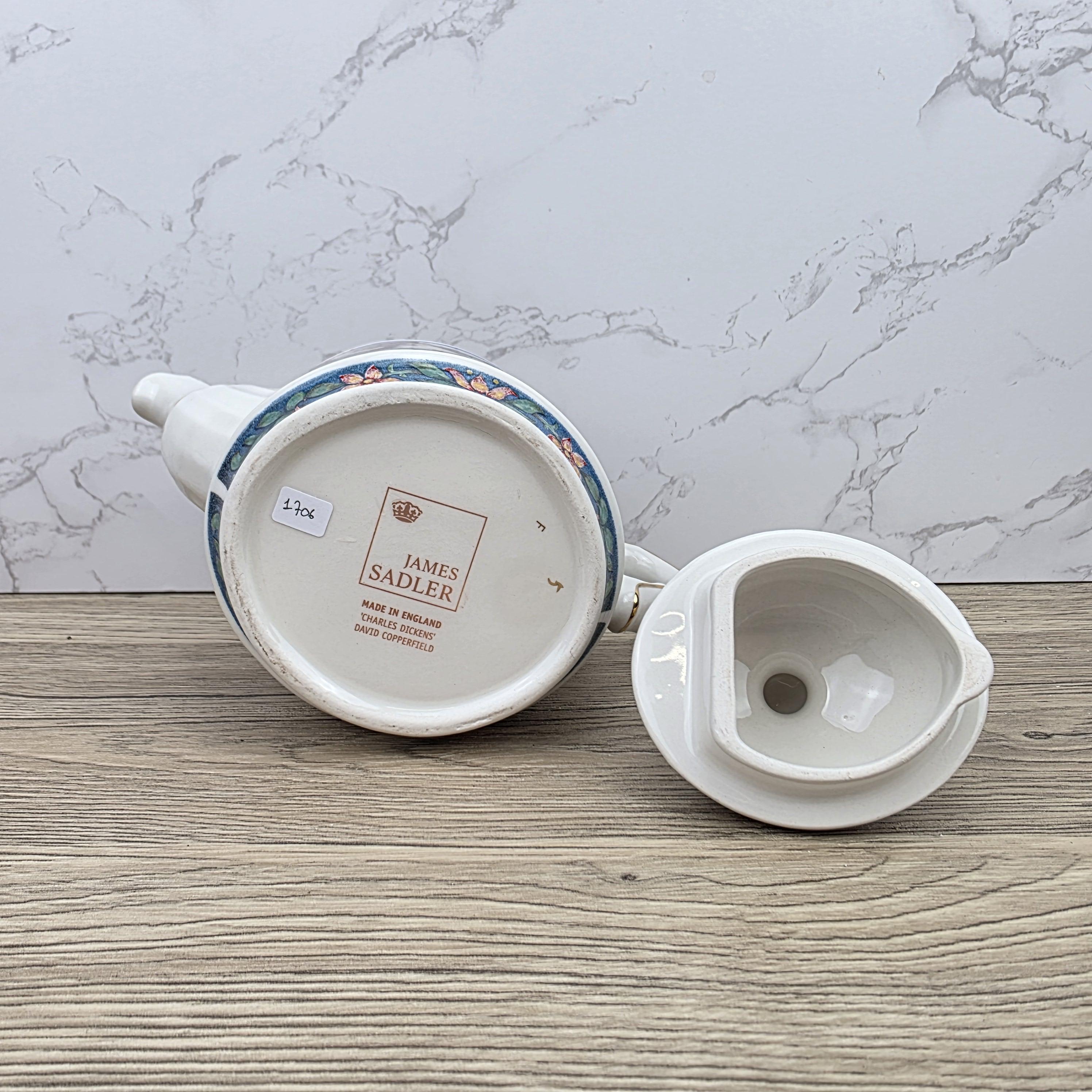 Vintage James Sadler David Copperfield Ceramic Teapot | Charles Dickens Literary Series | England 1990s Collectible