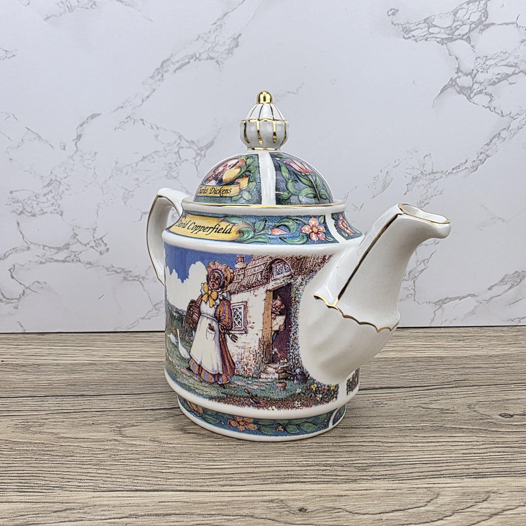 Vintage James Sadler David Copperfield Ceramic Teapot | Charles Dickens Literary Series | England 1990s Collectible