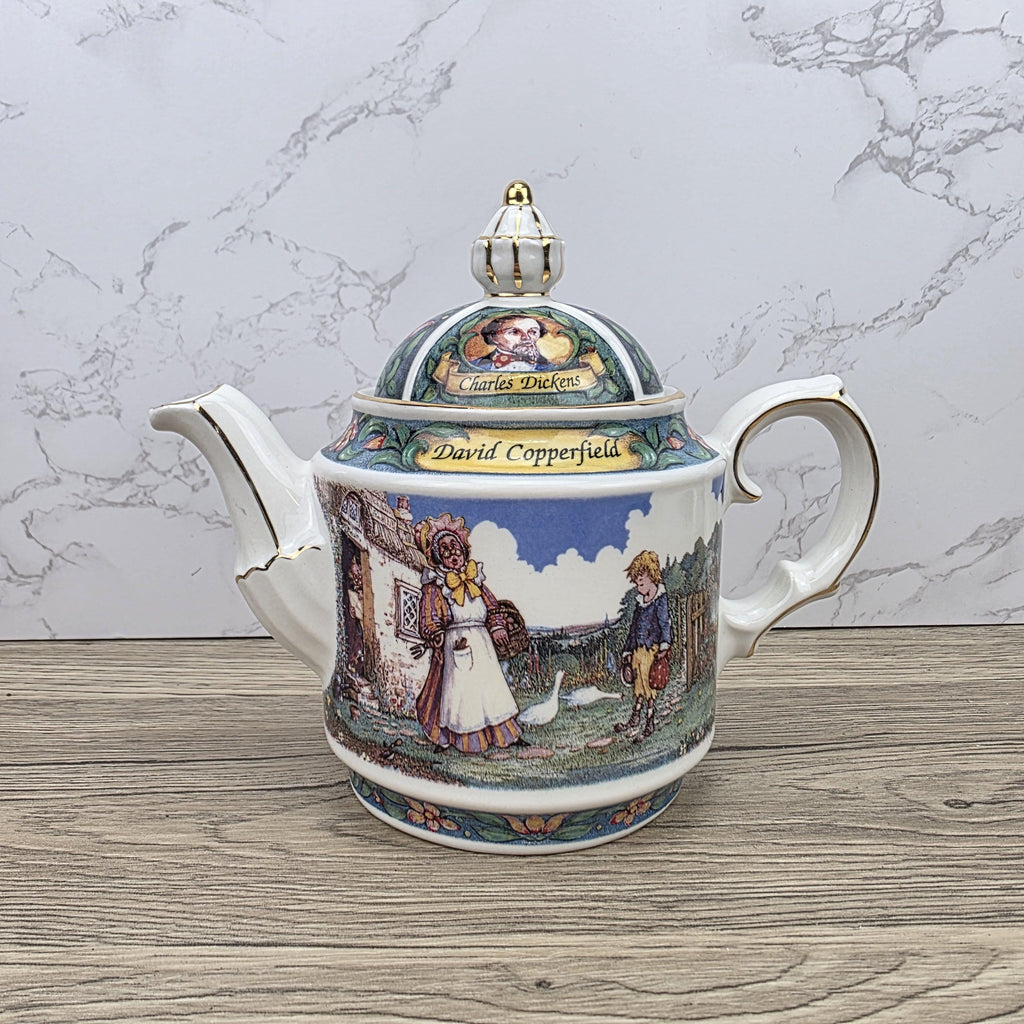 Vintage James Sadler David Copperfield Ceramic Teapot | Charles Dickens Literary Series | England 1990s Collectible