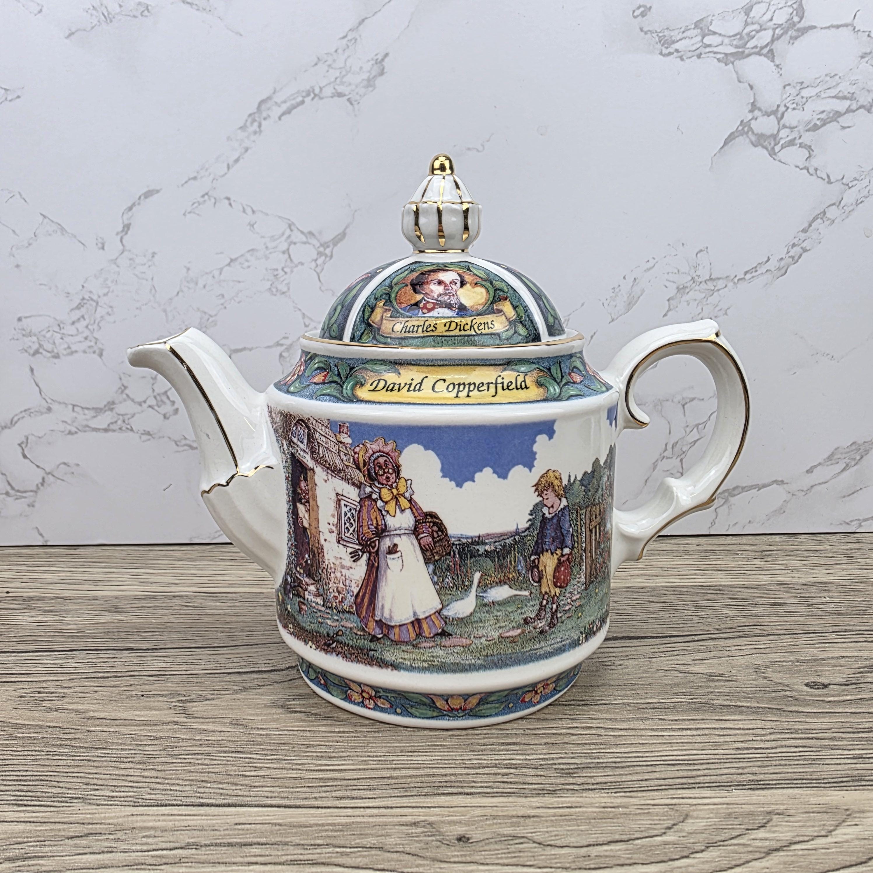 Vintage James Sadler David Copperfield Ceramic Teapot | Charles Dickens Literary Series | England 1990s Collectible