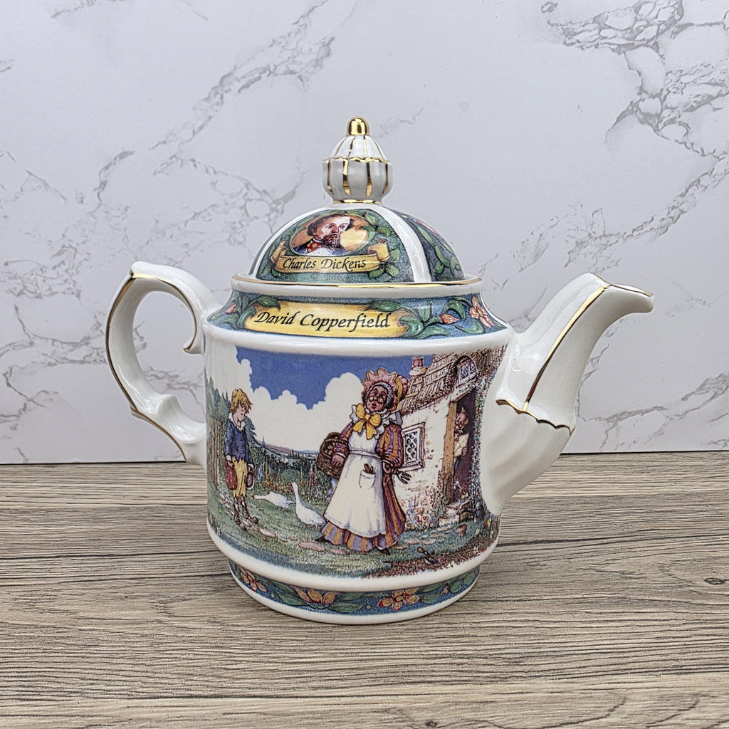 Vintage James Sadler David Copperfield Ceramic Teapot | Charles Dickens Literary Series | England 1990s Collectible